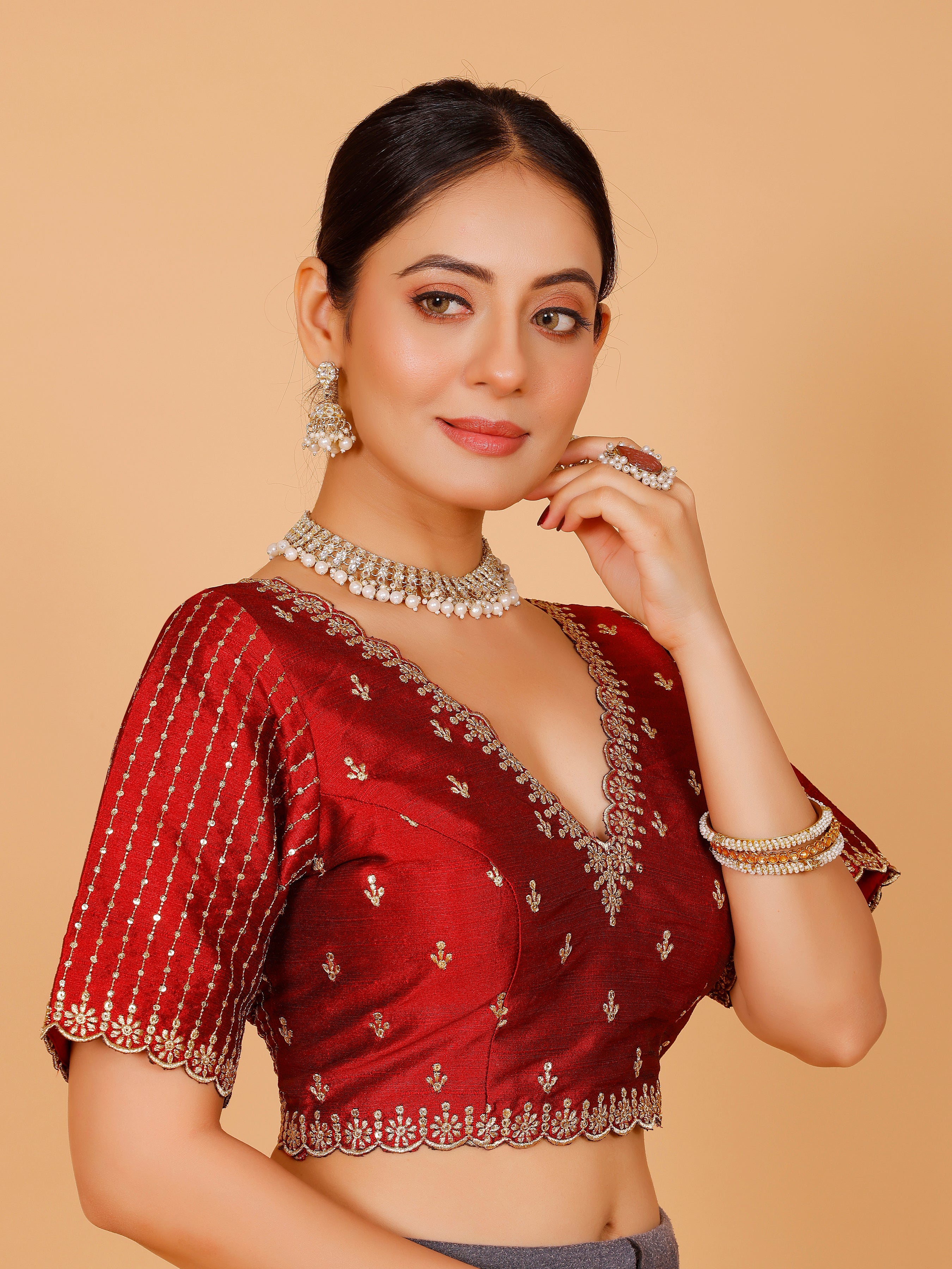 Silk Zari Work Blouse - Roop Darshan