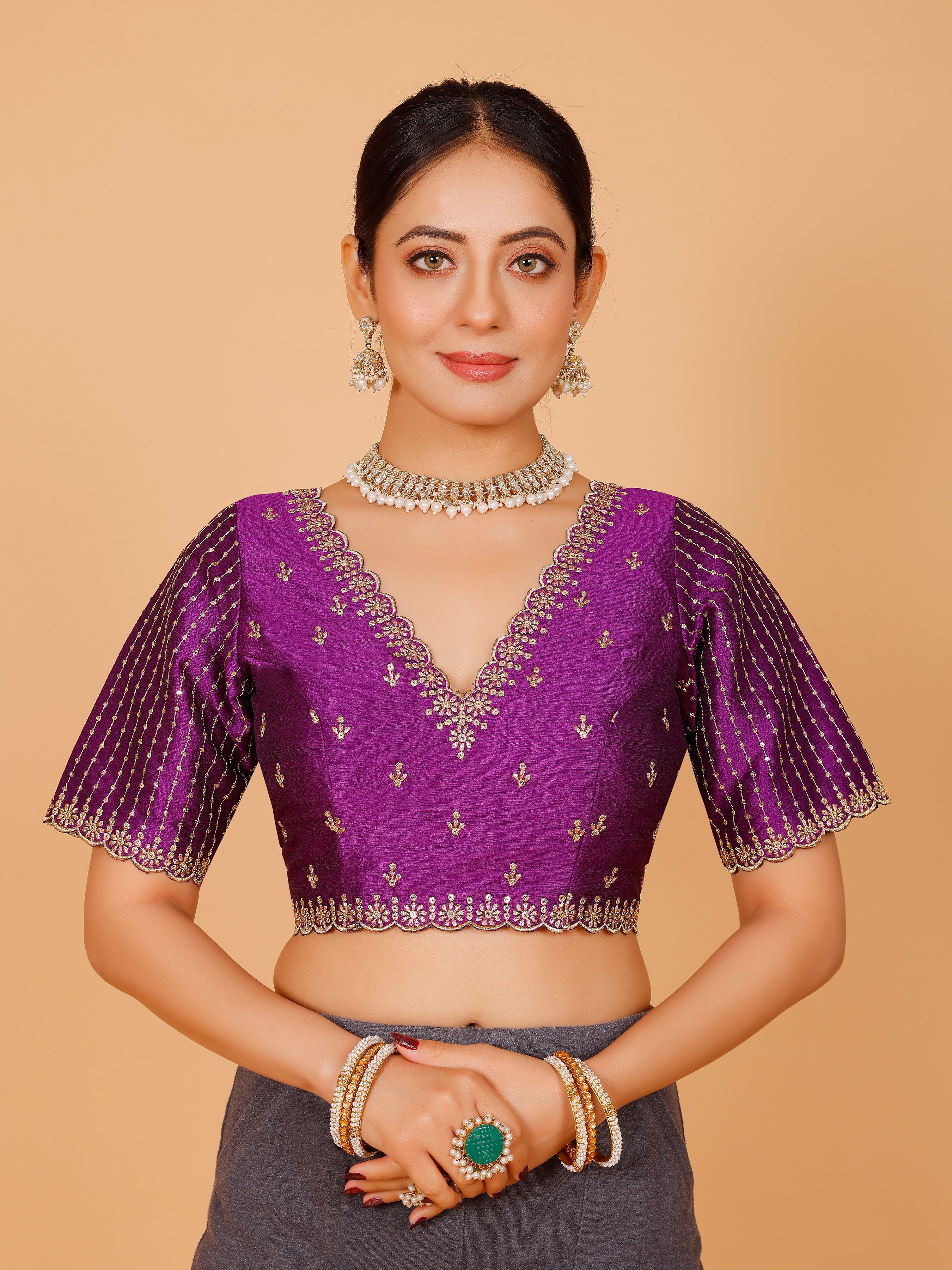Silk Zari Work Blouse - Roop Darshan