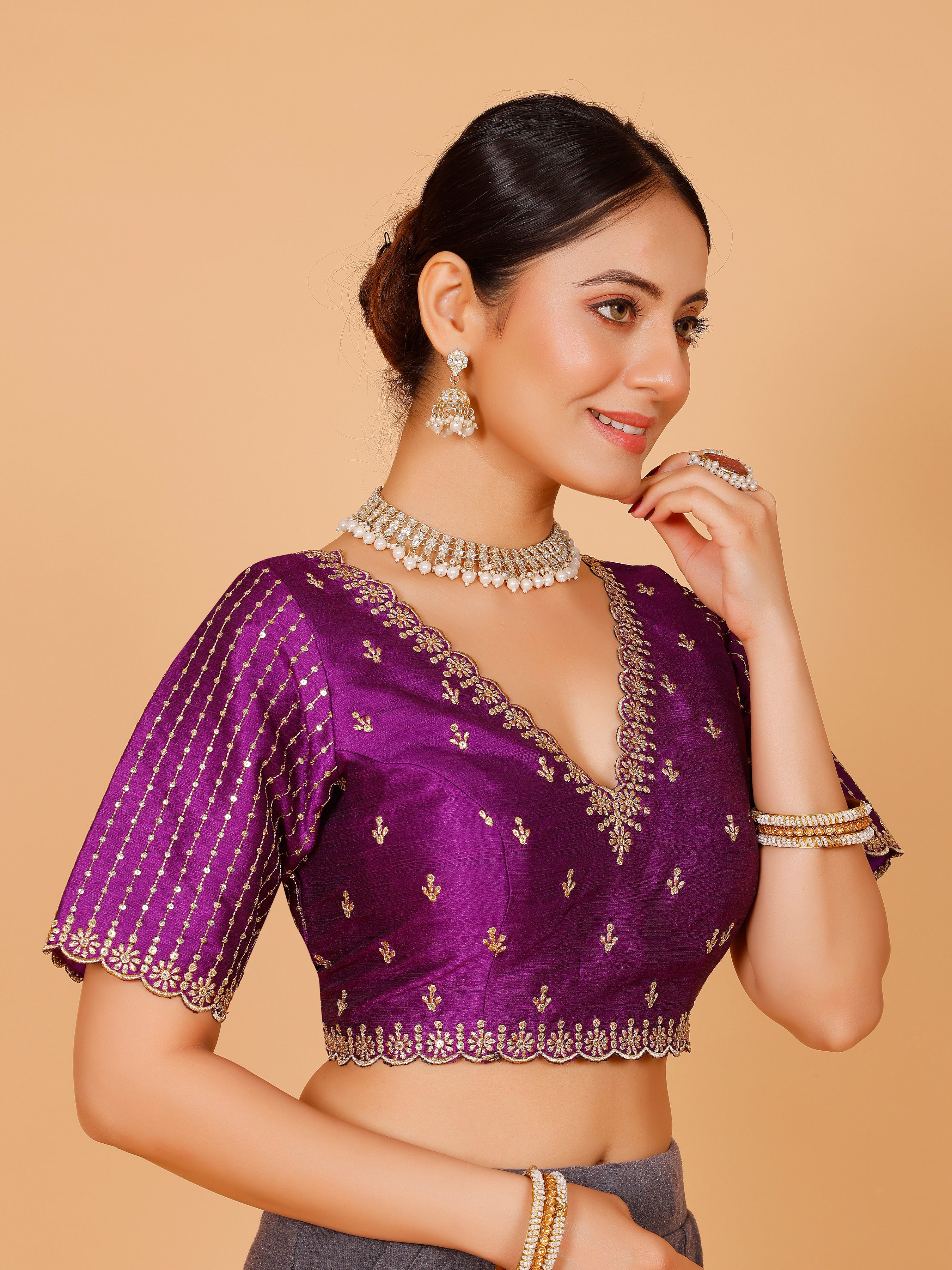 Silk Zari Work Blouse - Roop Darshan