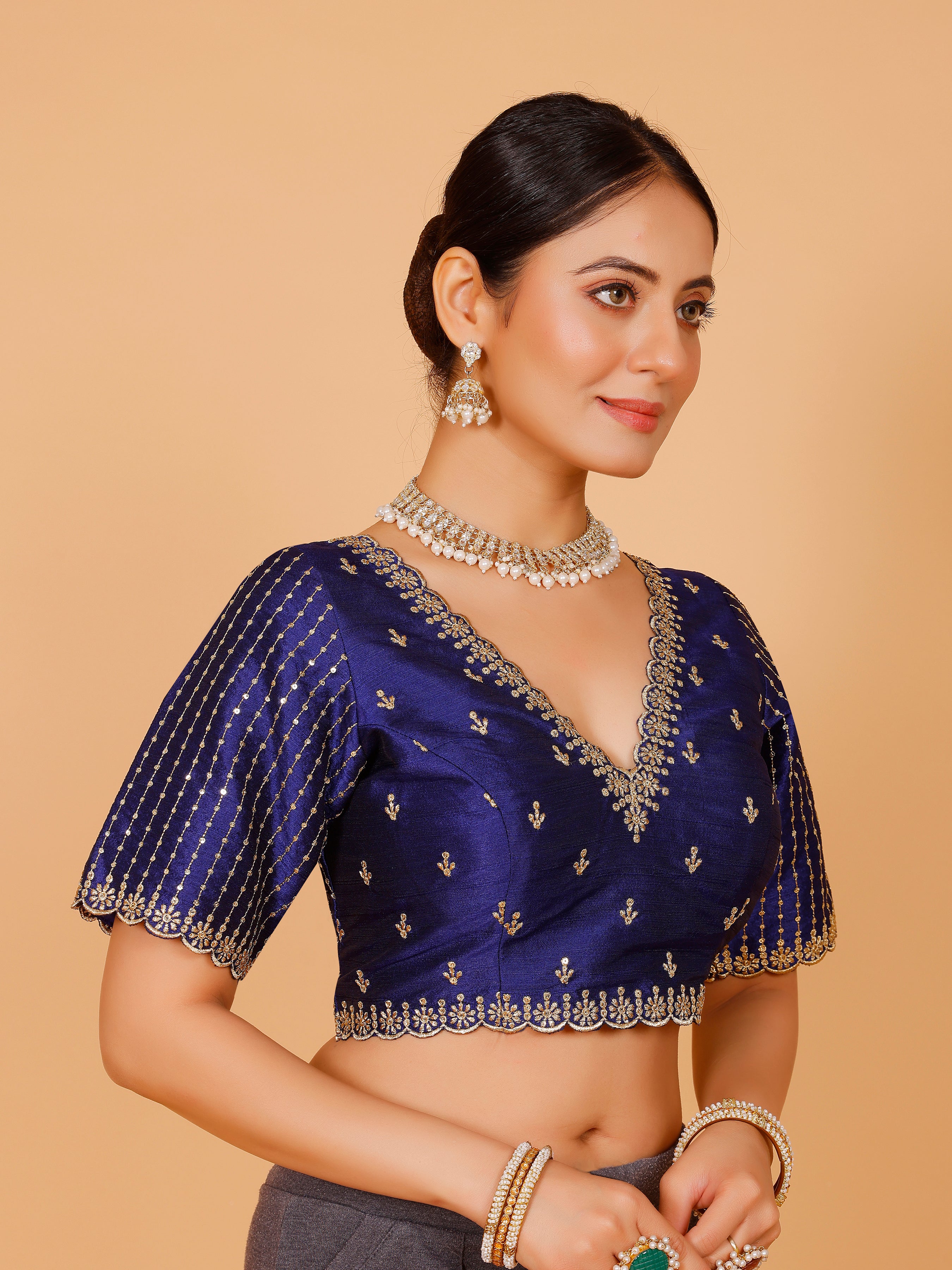 Silk Zari Work Blouse - Roop Darshan