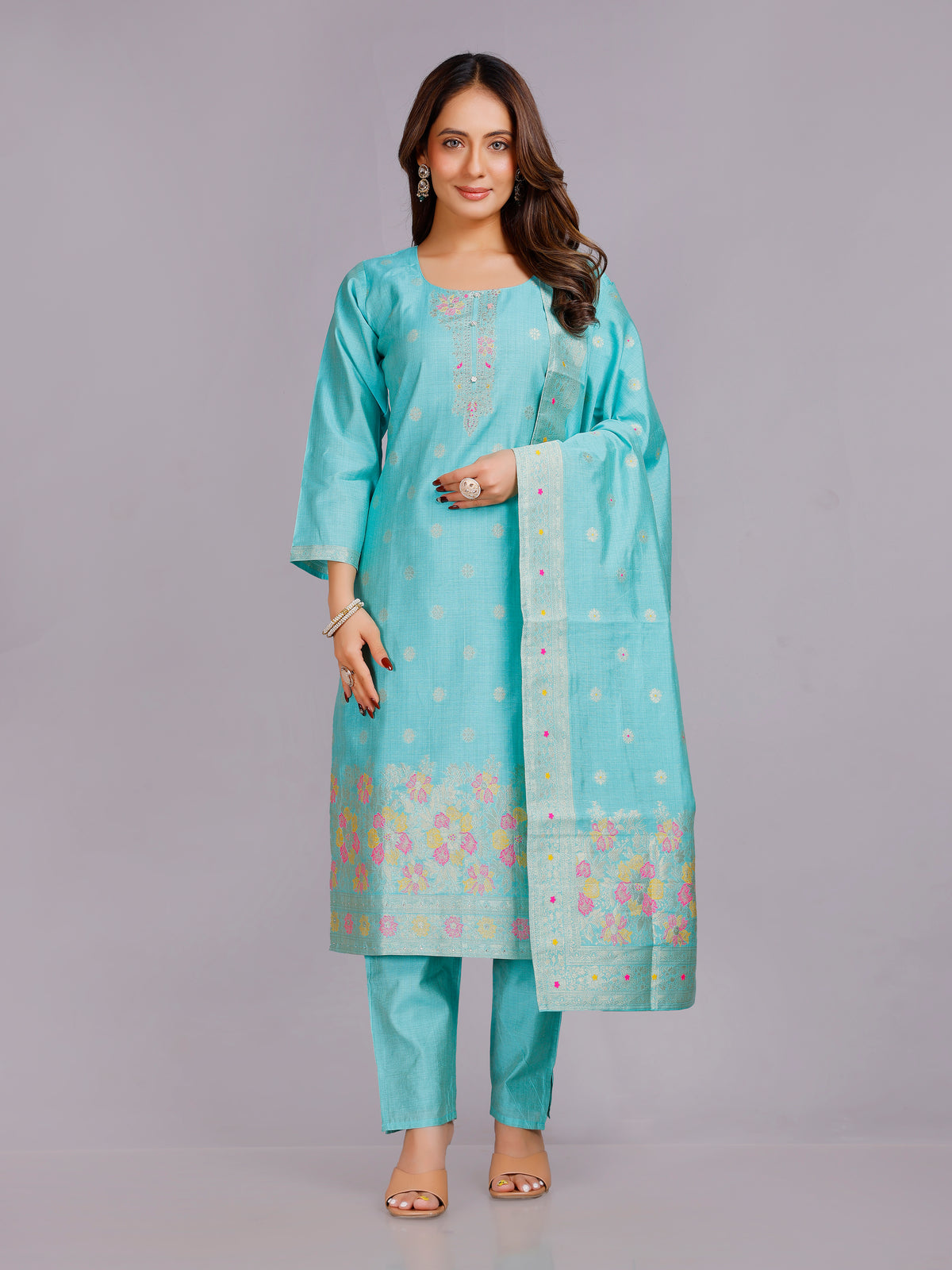 Nisha Silk Straight Kamiz & Pant