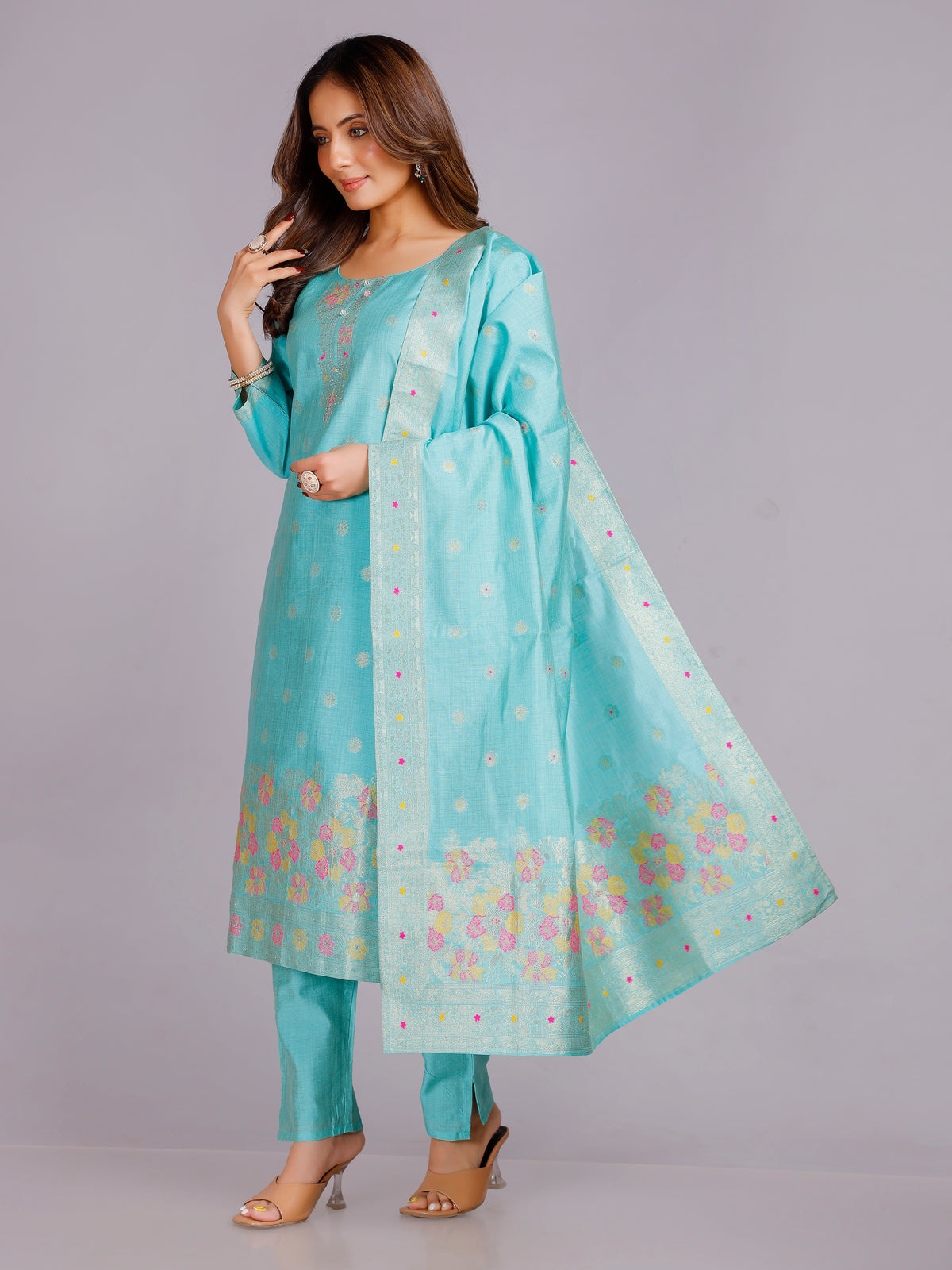 Nisha Silk Straight Kamiz & Pant