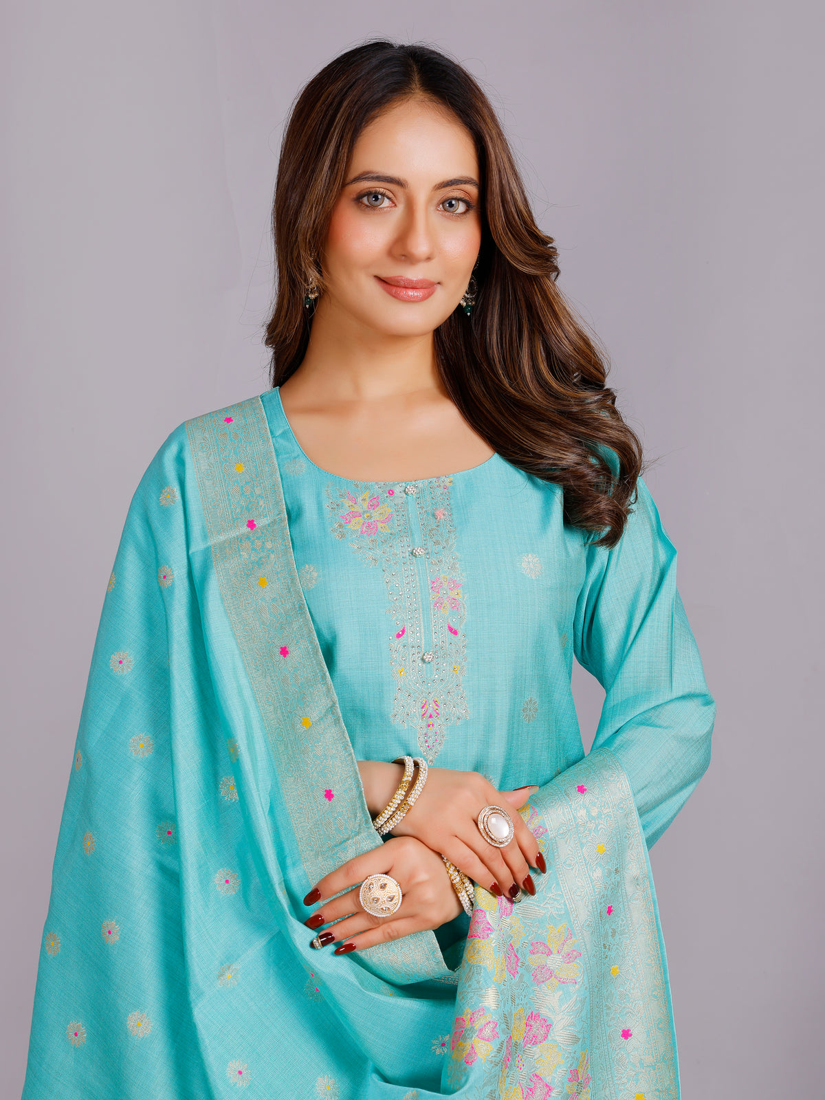Nisha Silk Straight Kamiz & Pant