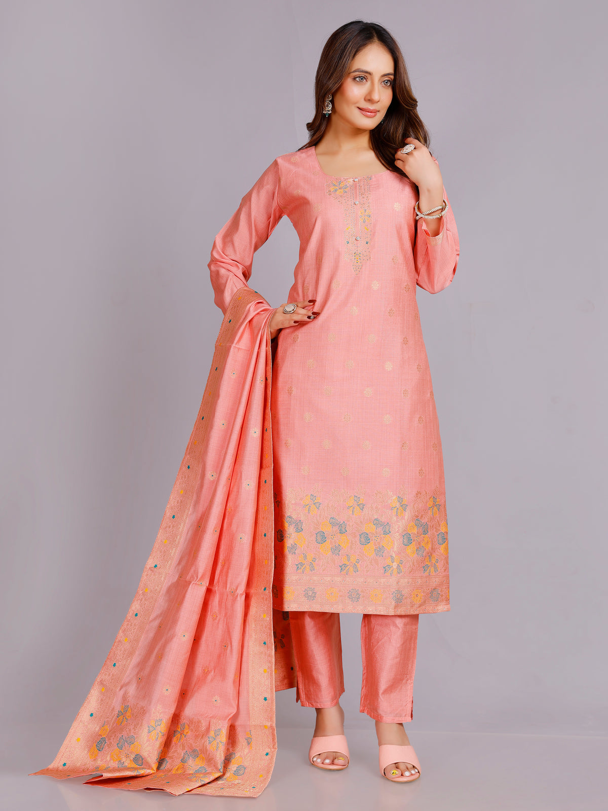 Nisha Silk Straight Kamiz & Pant