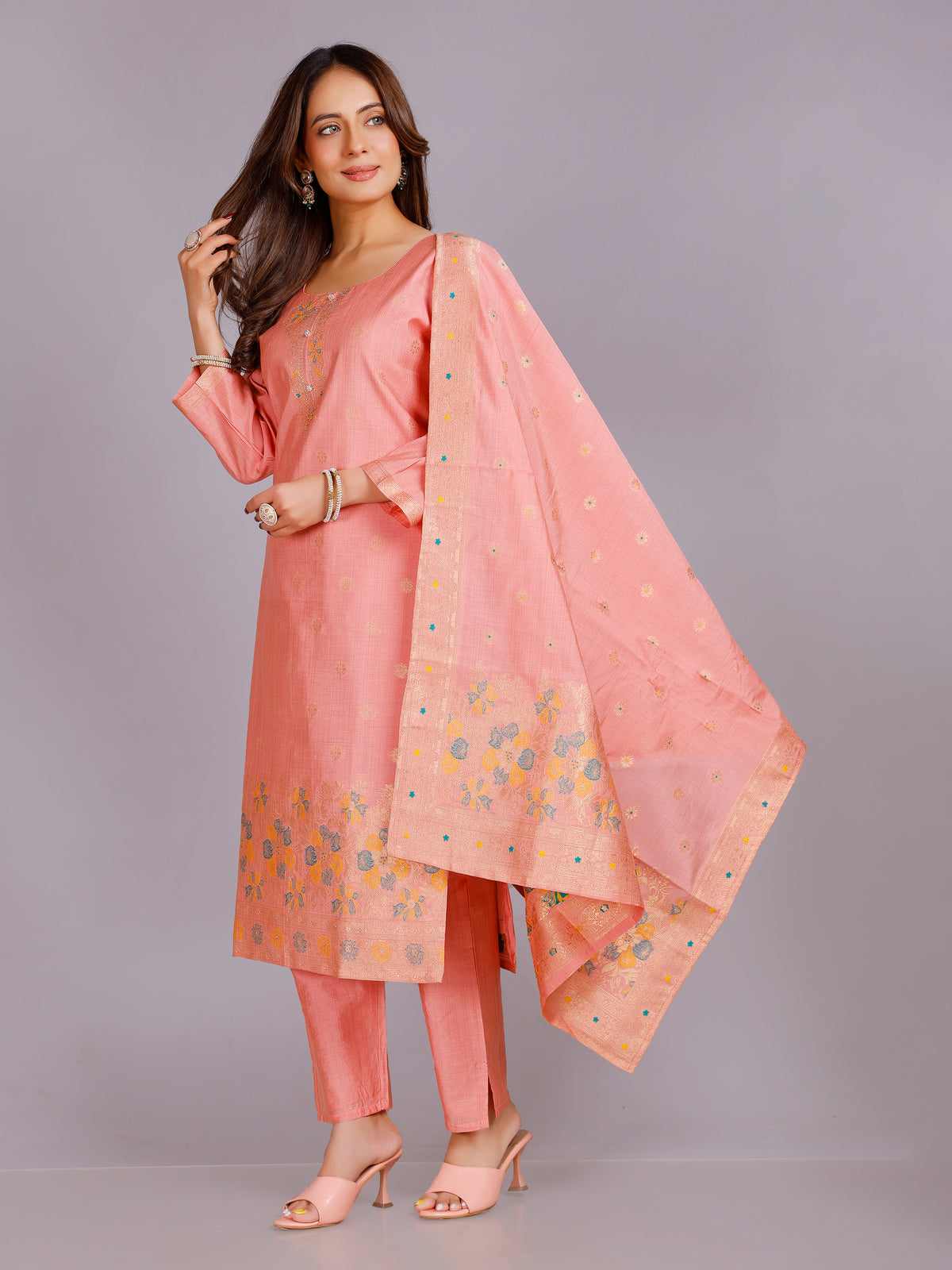 Nisha Silk Straight Kamiz & Pant