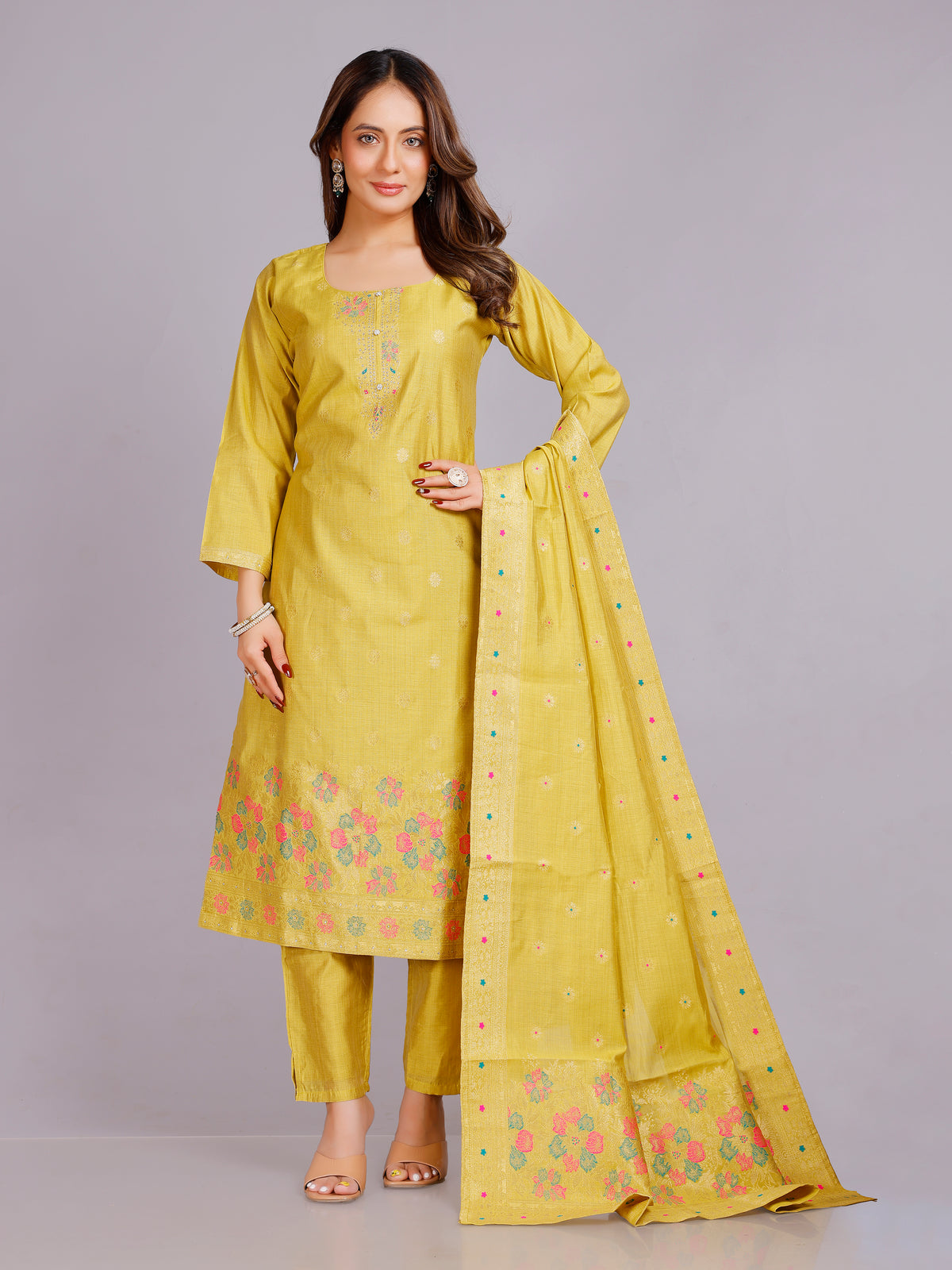 Nisha Silk Straight Kamiz & Pant