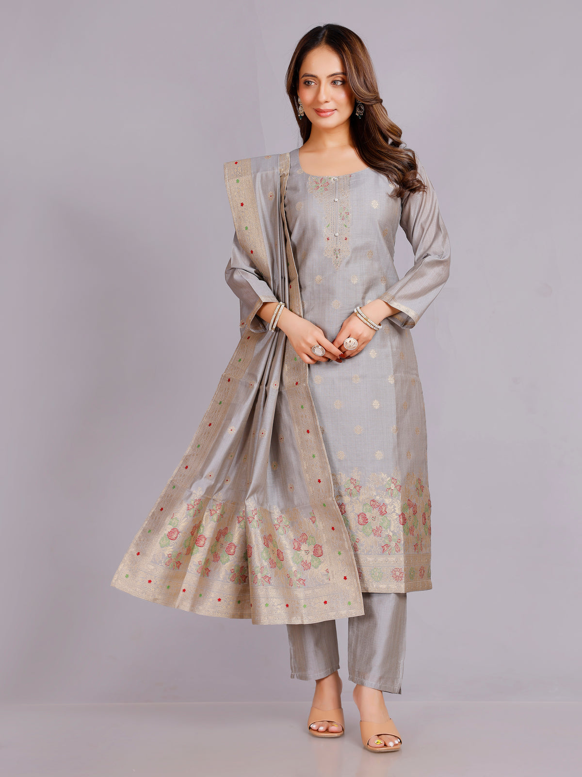 Nisha Silk Straight Kamiz & Pant