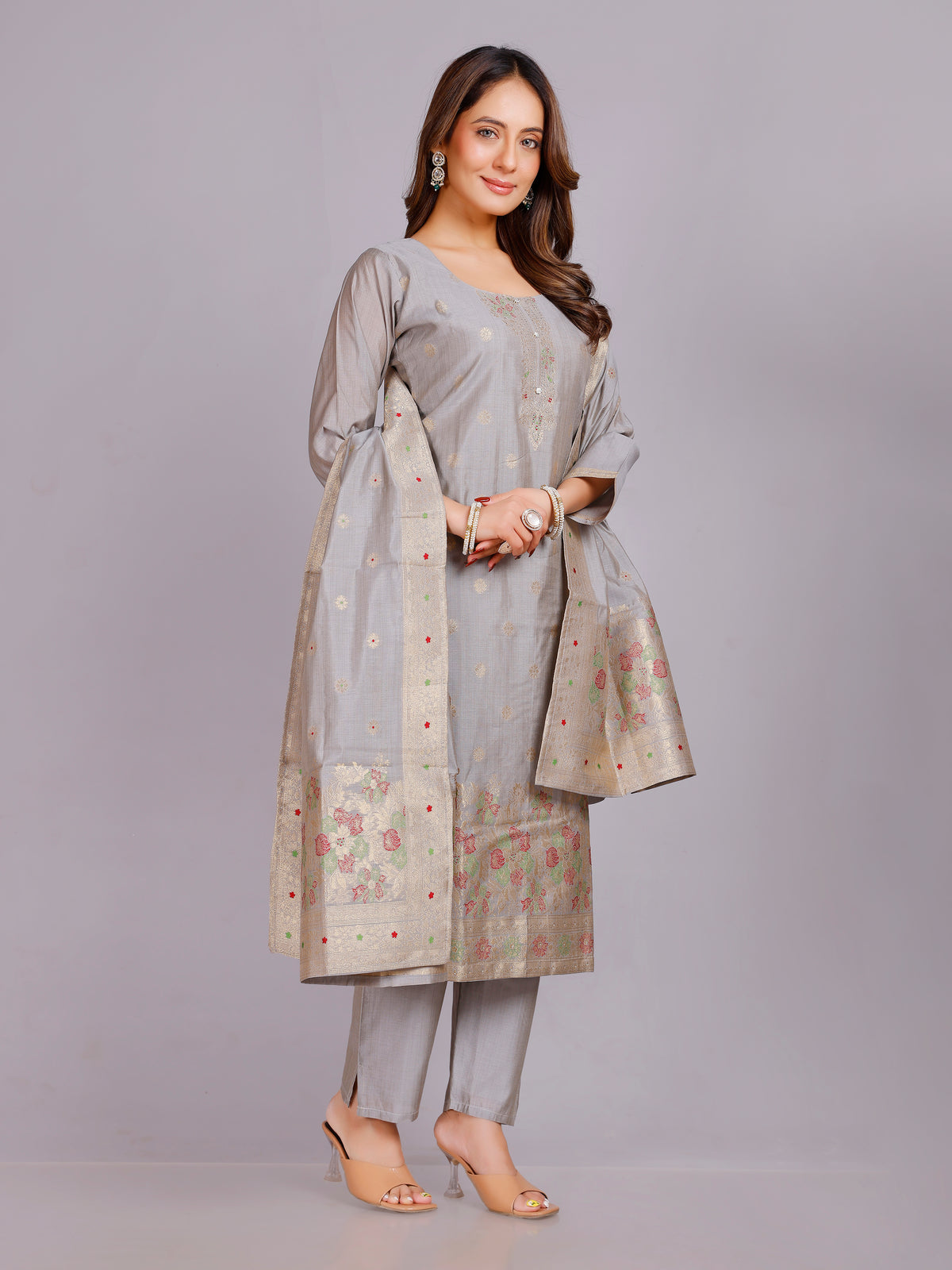Nisha Silk Straight Kamiz & Pant