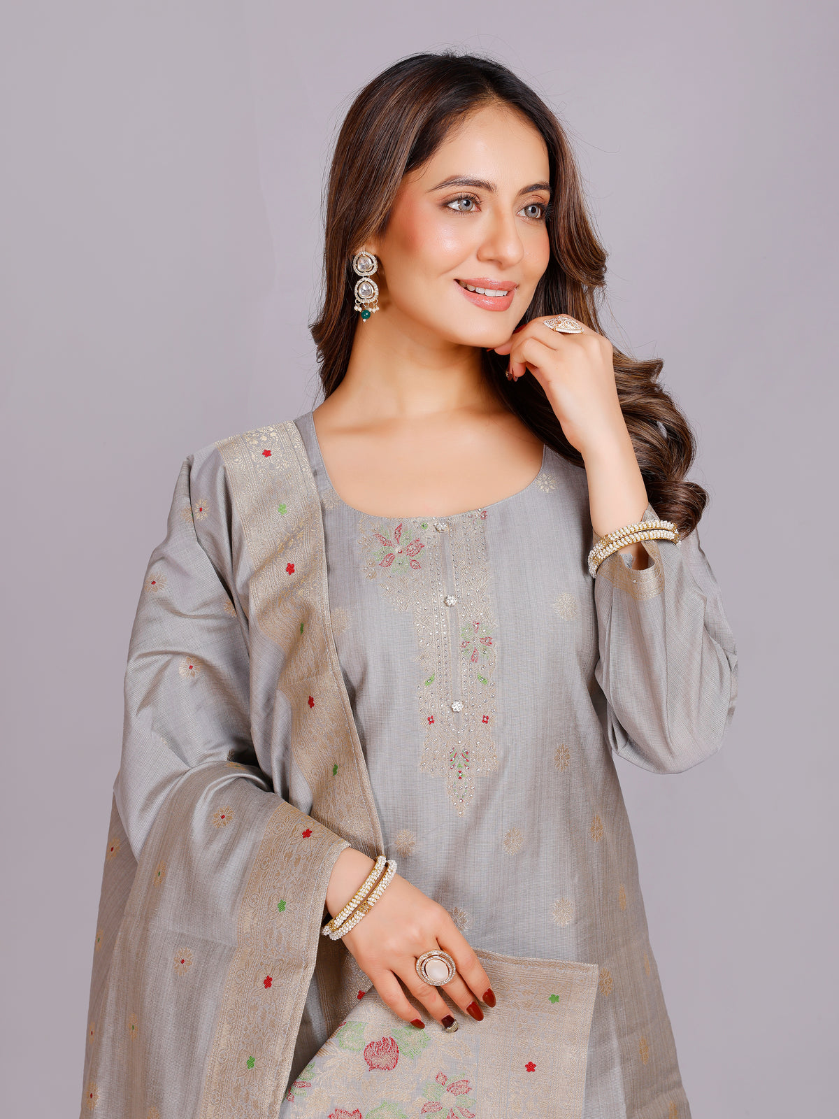 Nisha Silk Straight Kamiz & Pant
