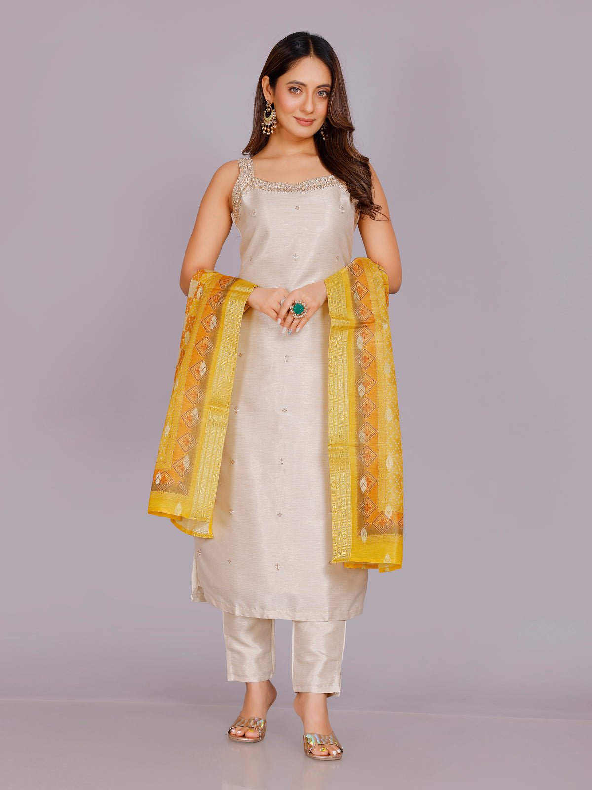Sailee Silk Straight Kamiz & Pant