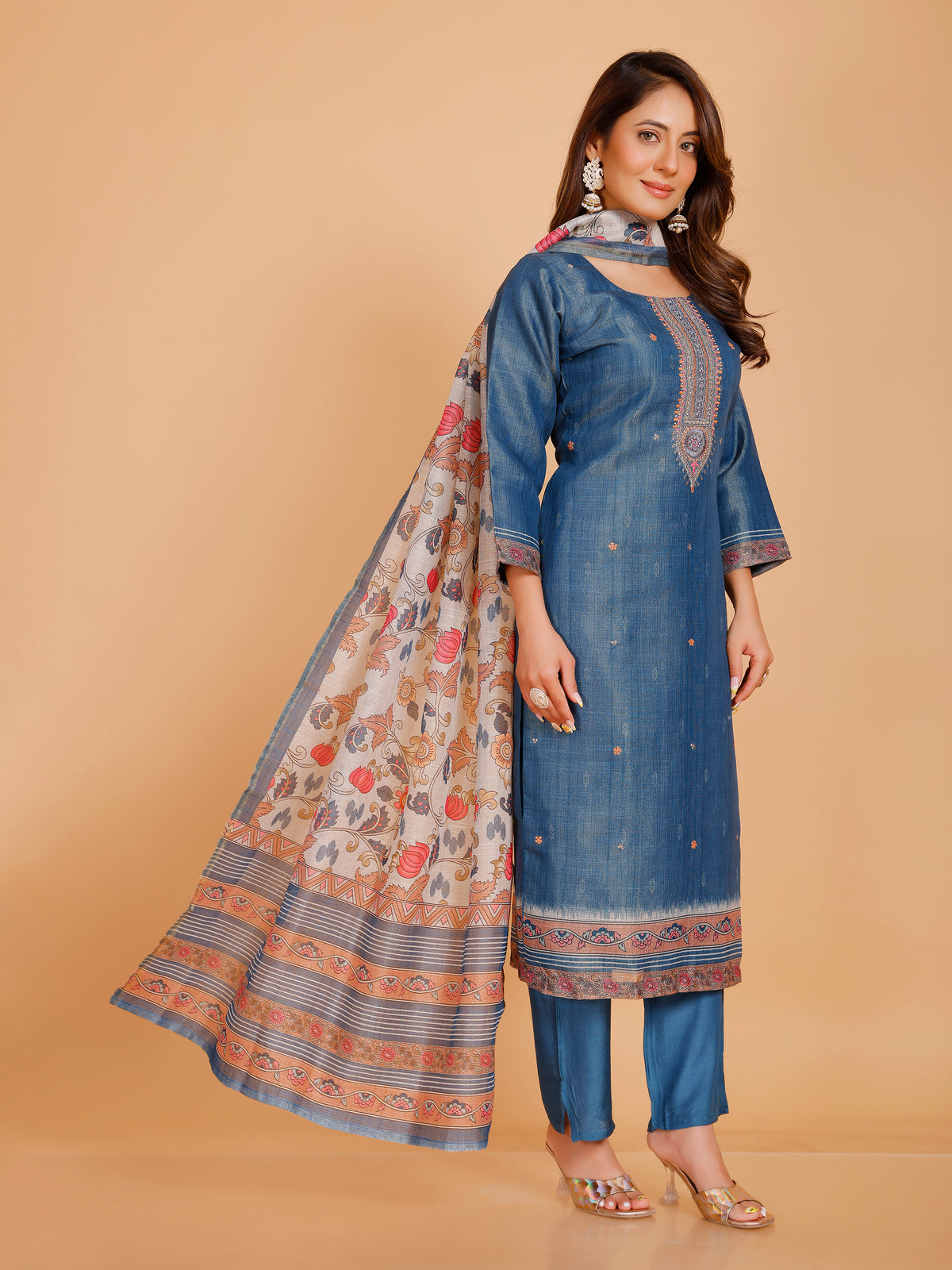 Disha Silk Straight Kamiz & Pant