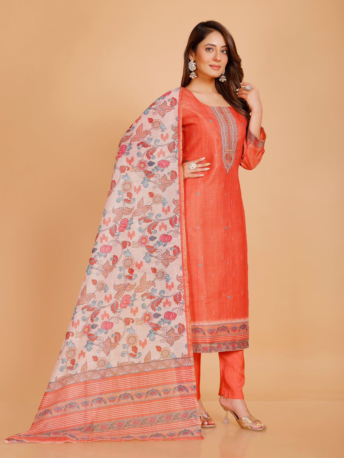 Disha Silk Straight Kamiz & Pant
