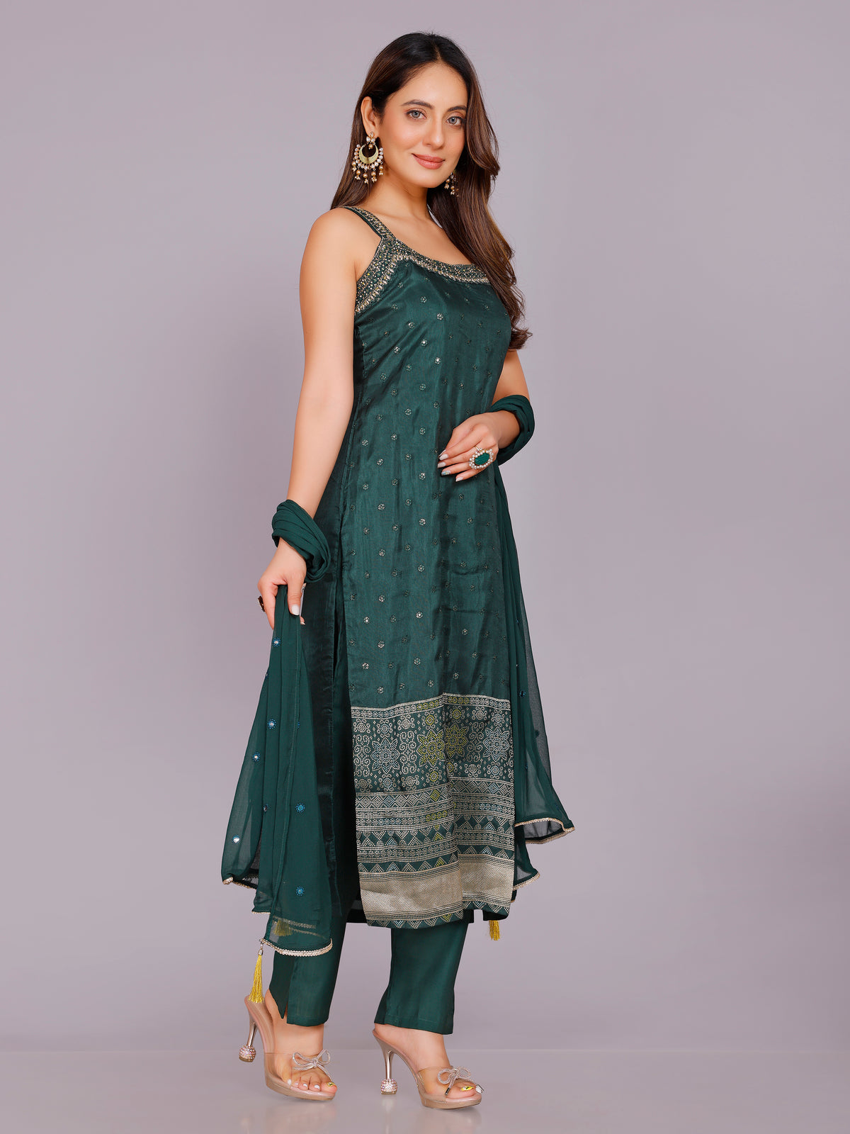 Aishani Silk Straight-cut Suit - Roop Darshan