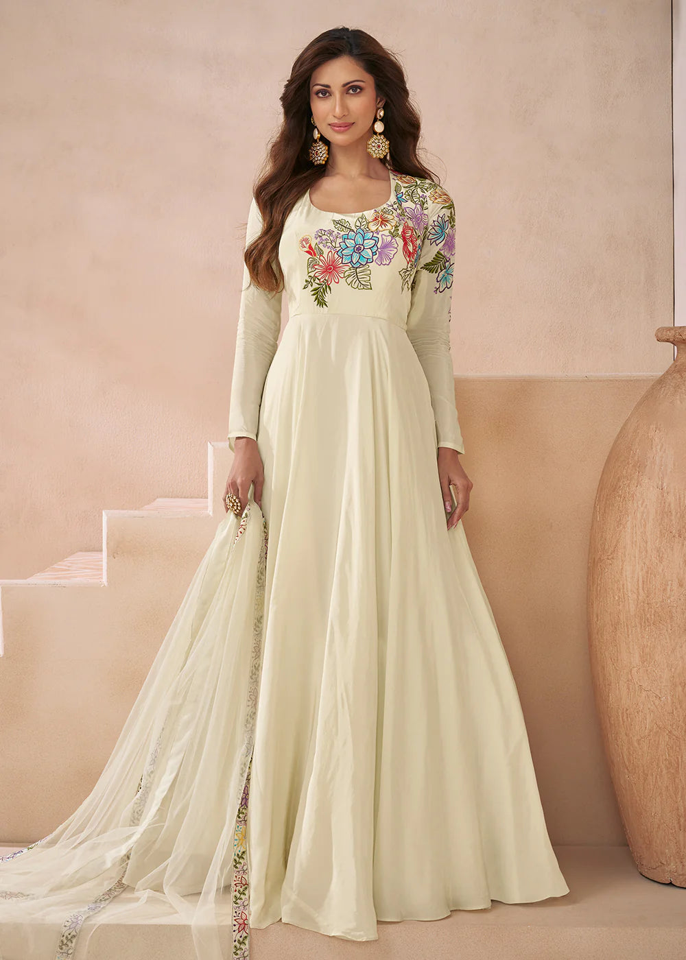 Neema Long Gown With Dupatta - Roop Darshan