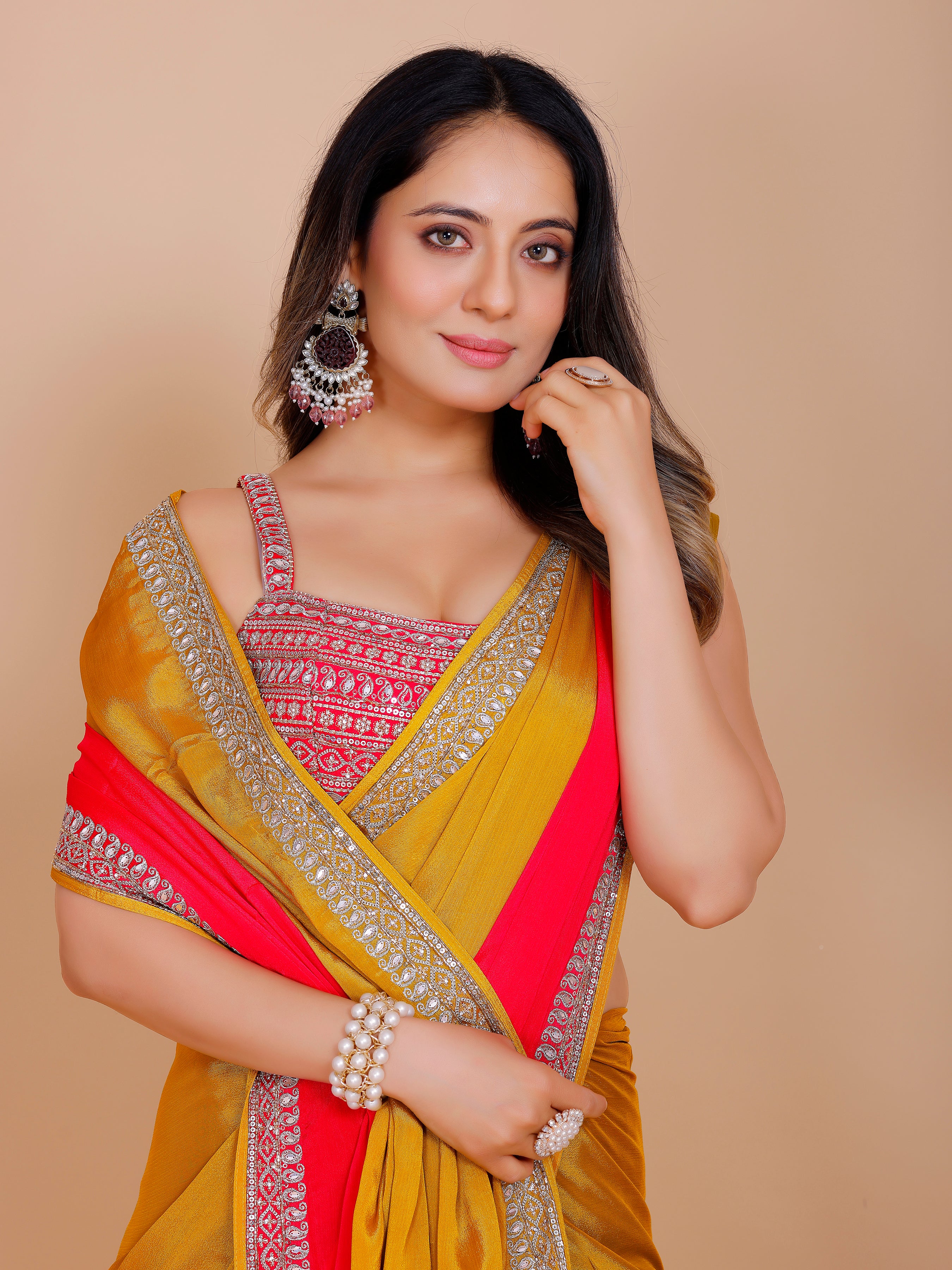 Hirva Choli Saree