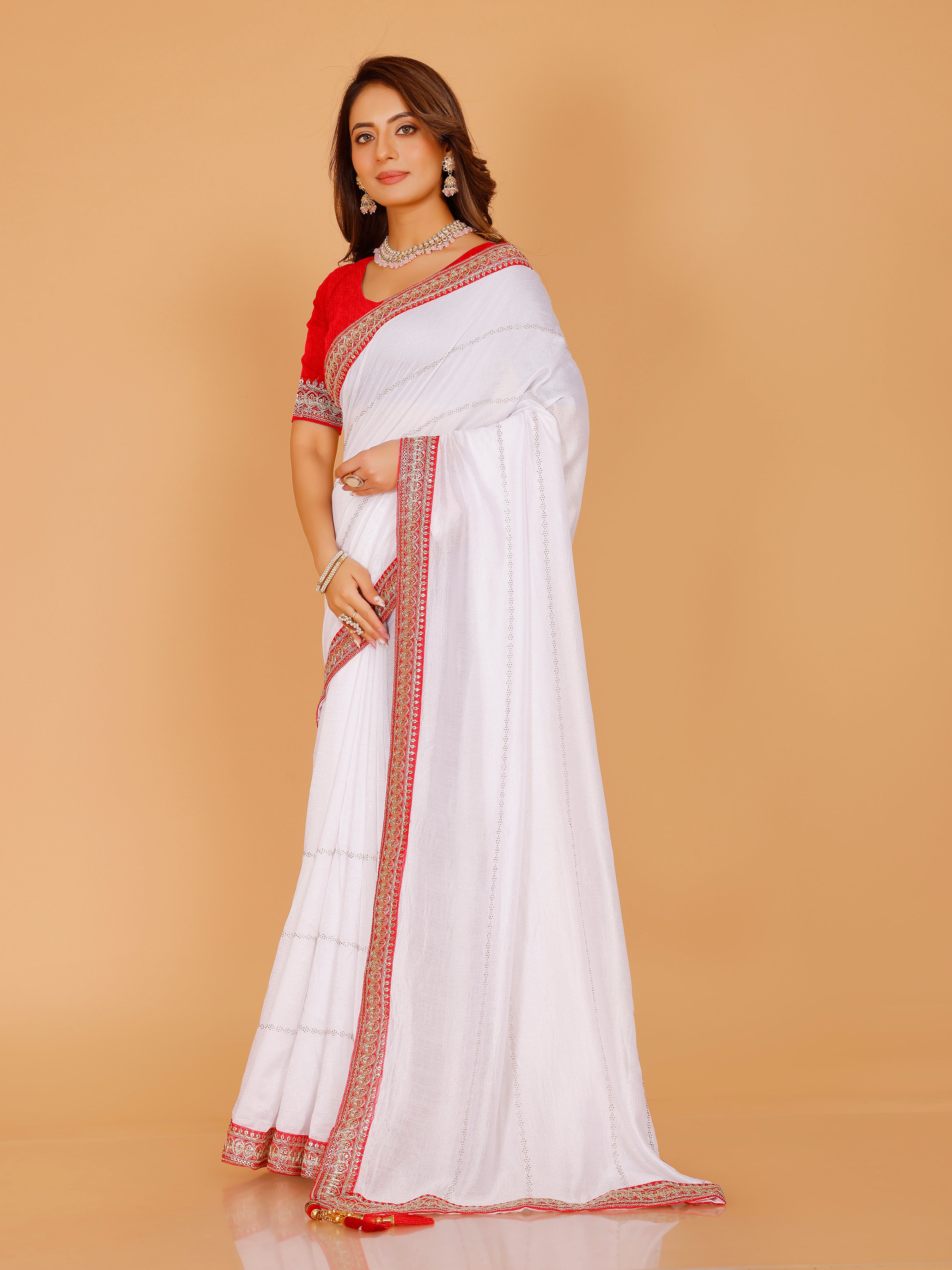 Harini Red & White Silk Saree