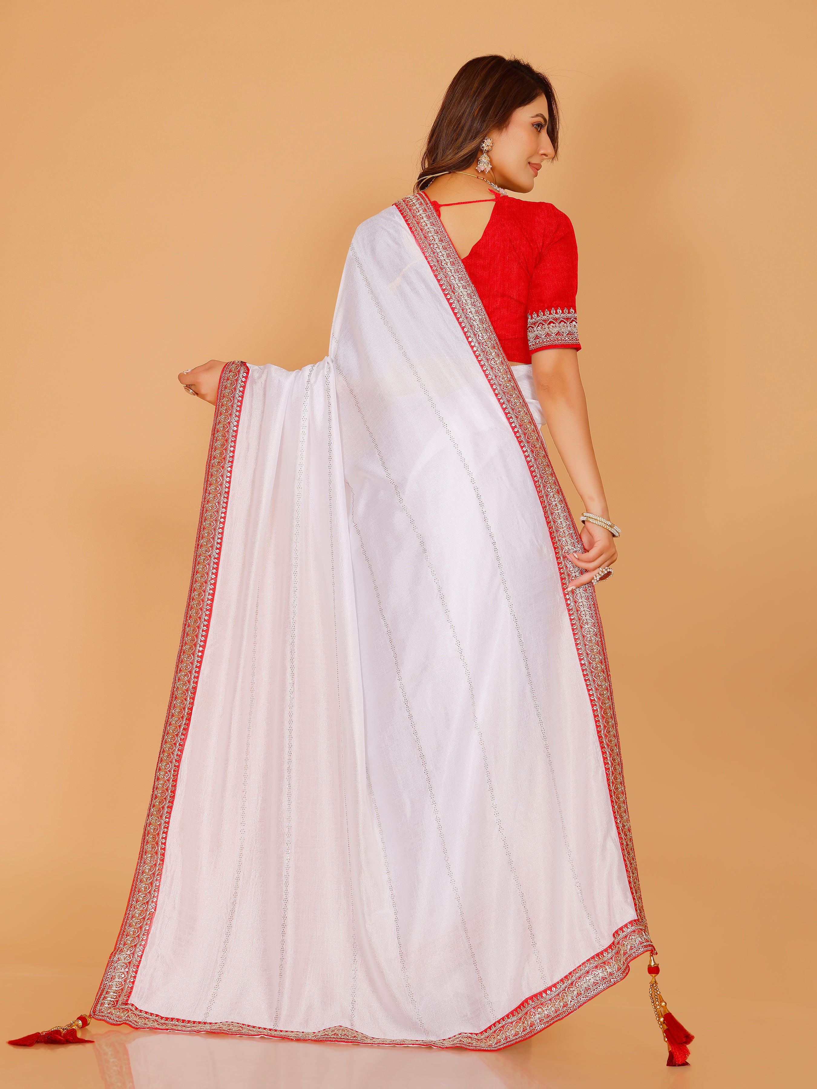 Harini Red & White Silk Saree