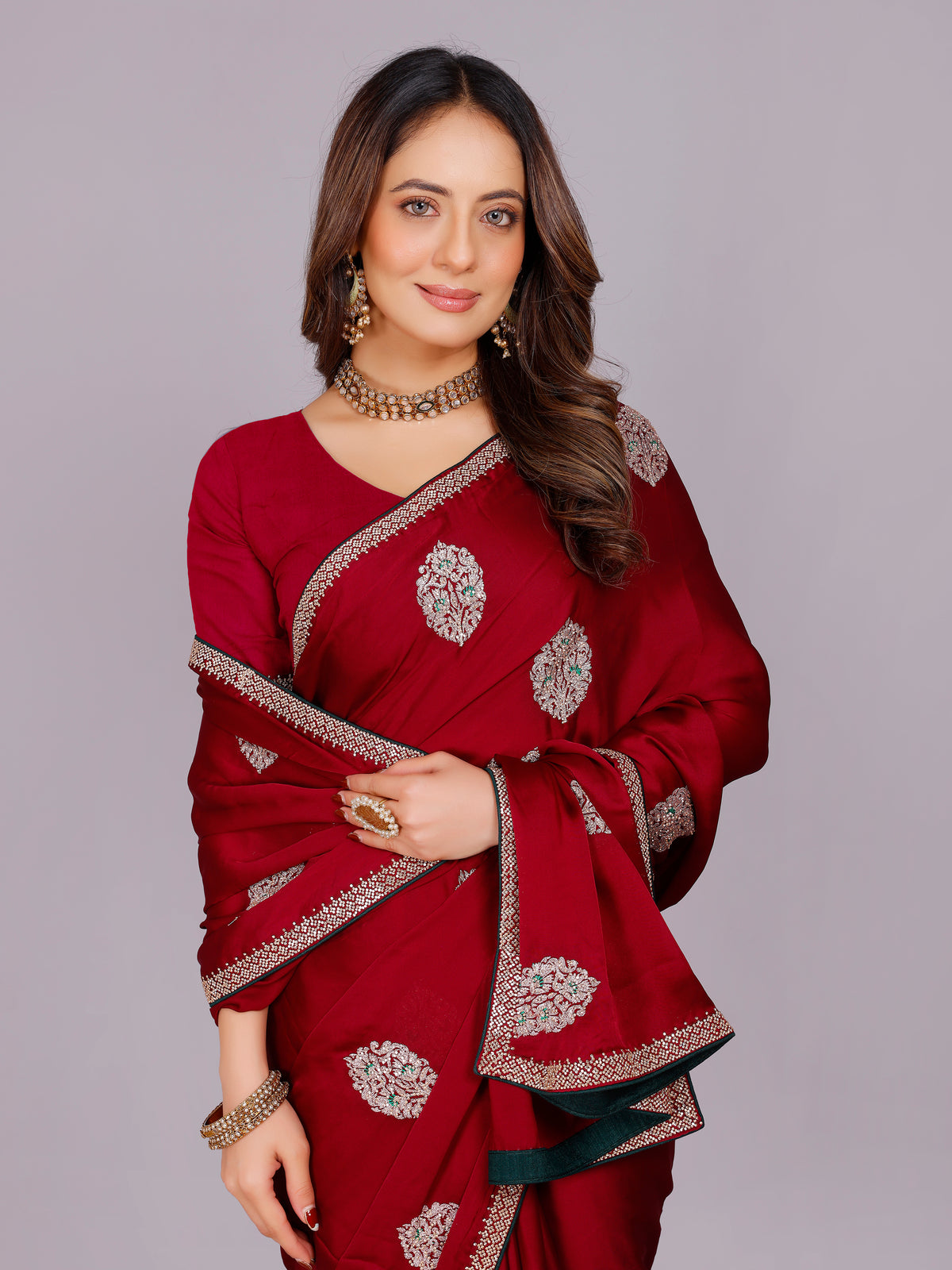 Dhwani Silk Embroidered Saree - Roop Darshan