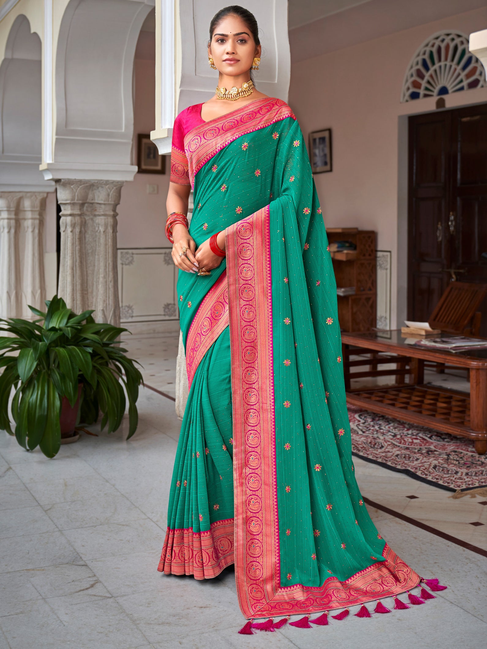 Ziya Silk Contrast Border Saree