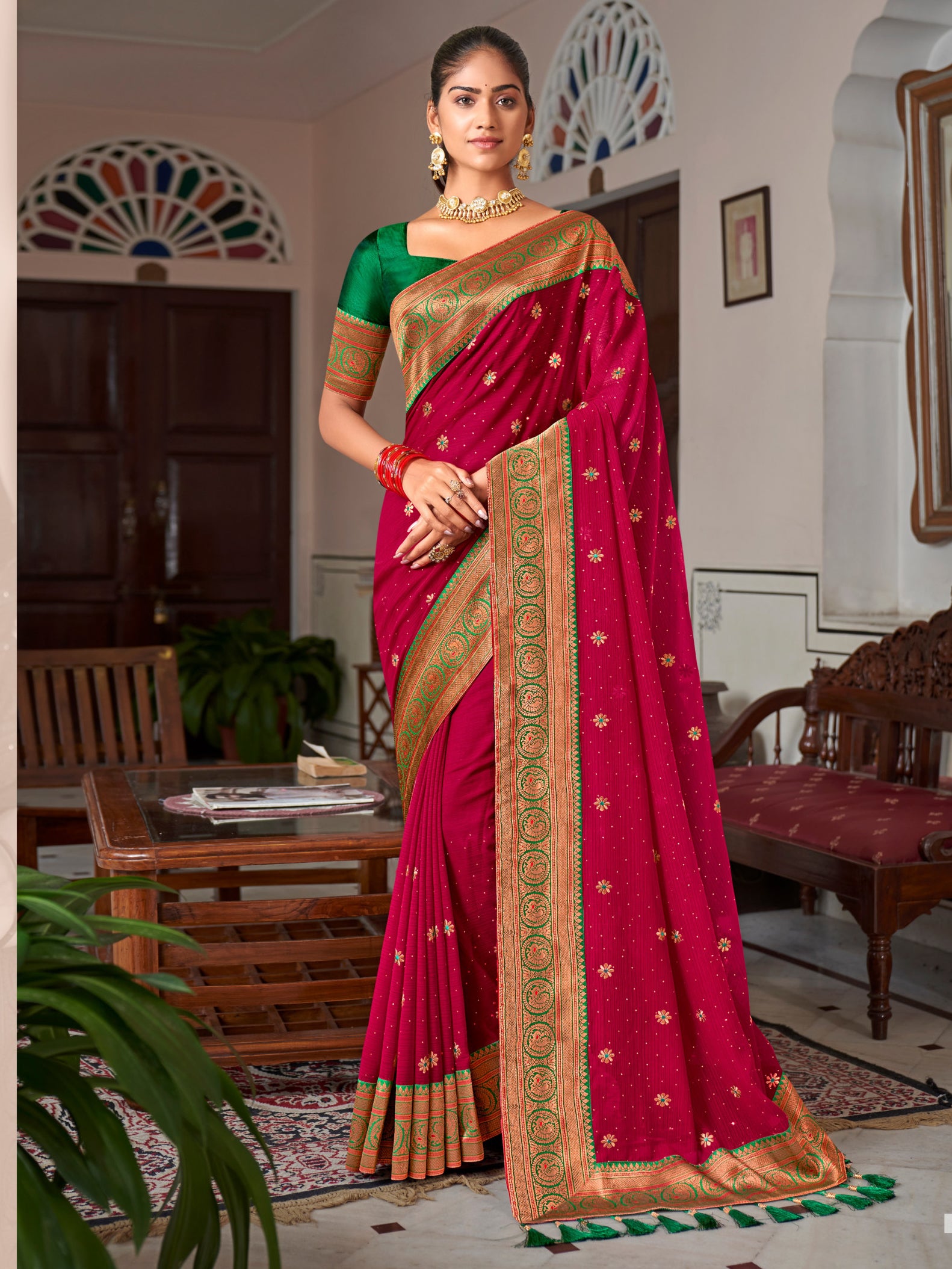 Ziya Silk Contrast Border Saree