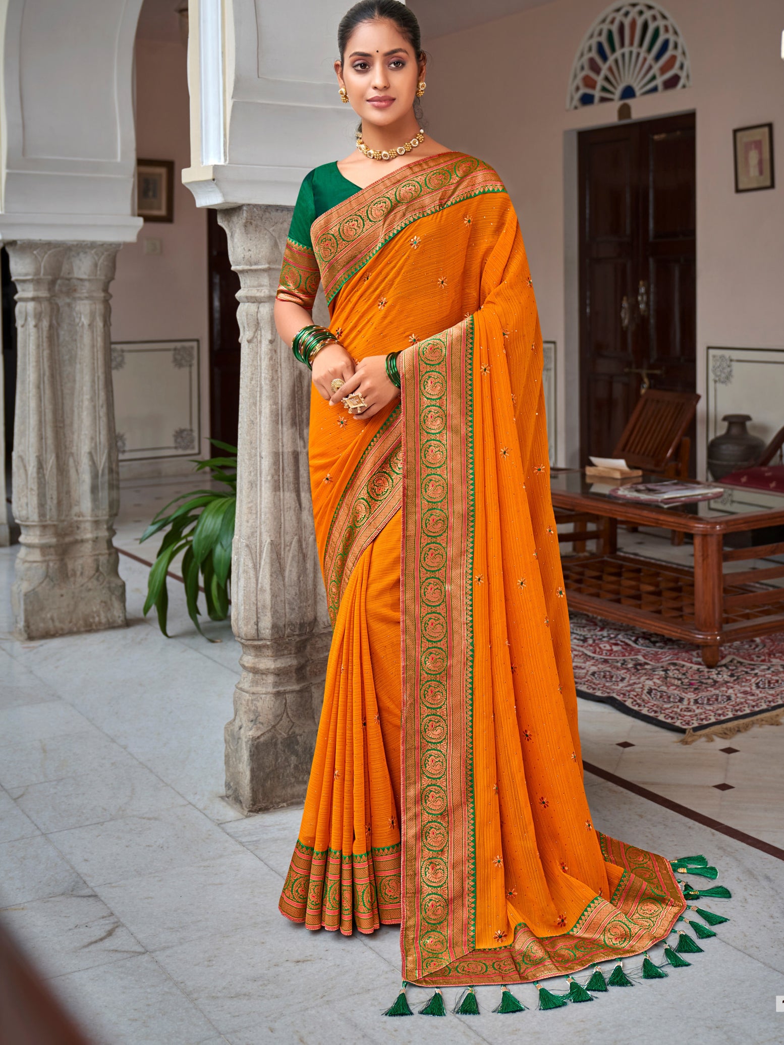 Ziya Silk Contrast Border Saree