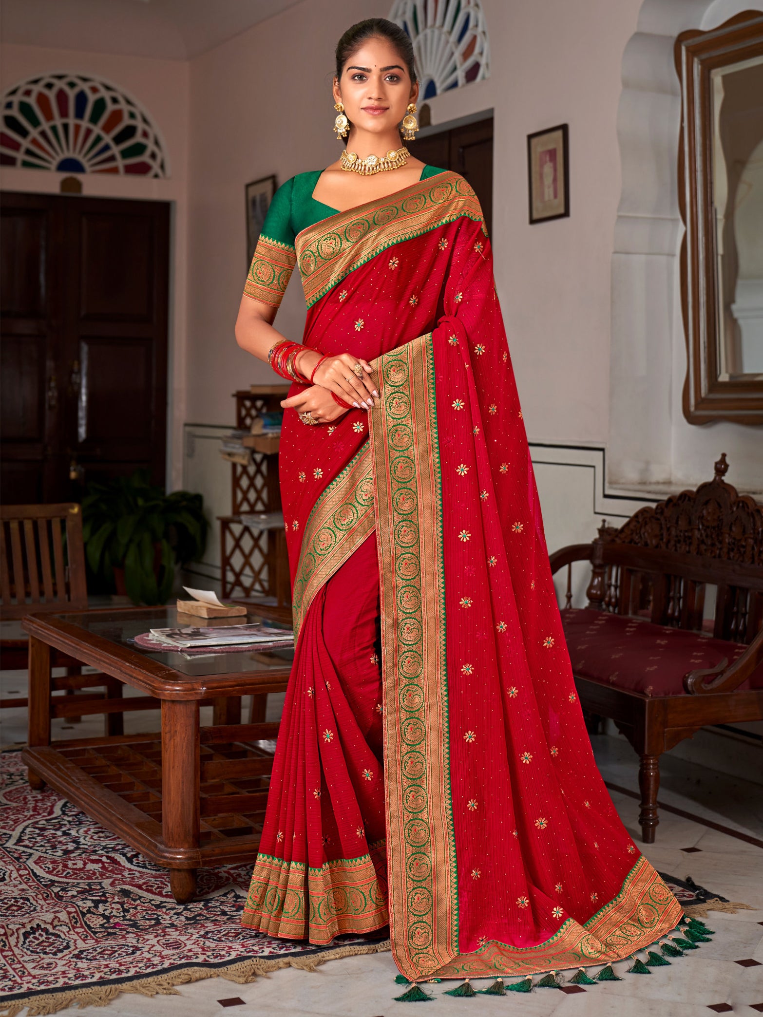 Ziya Silk Contrast Border Saree