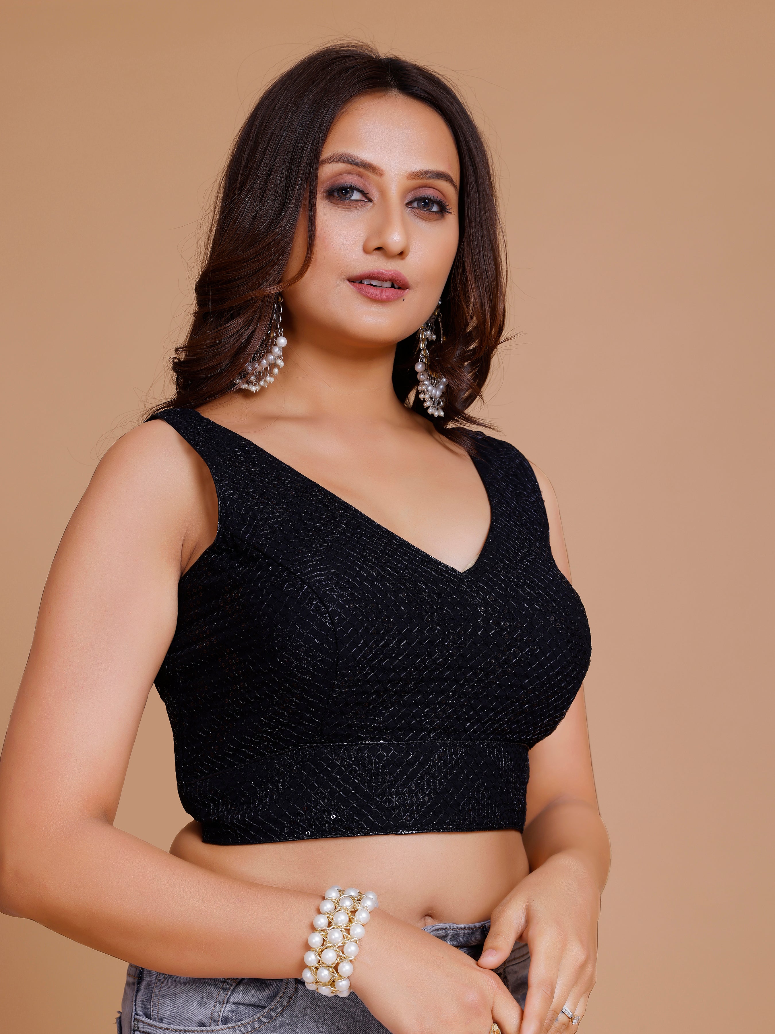 Georgette Sequence Work Blouse - Roop Darshan