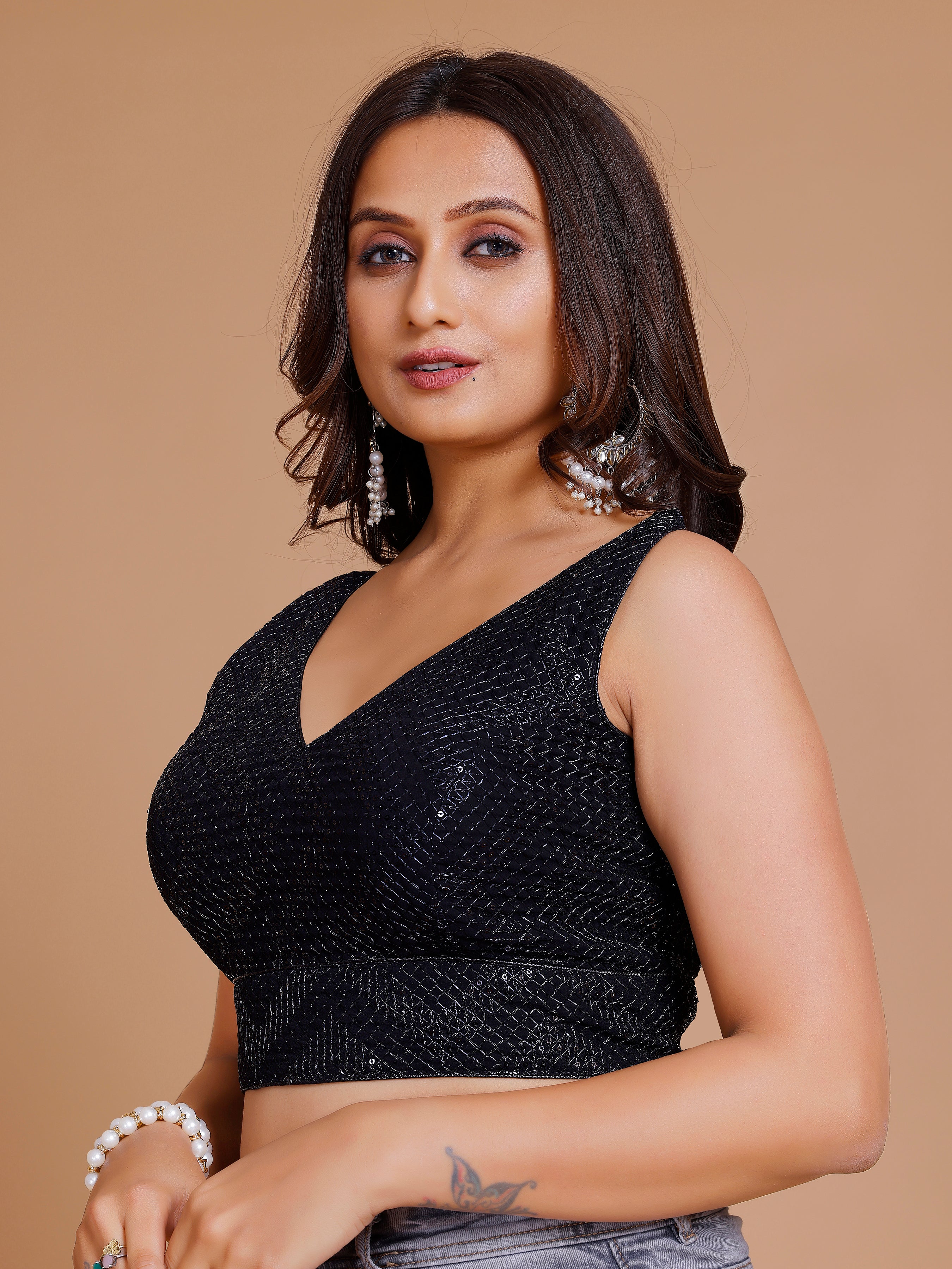 Georgette Sequence Work Blouse - Roop Darshan