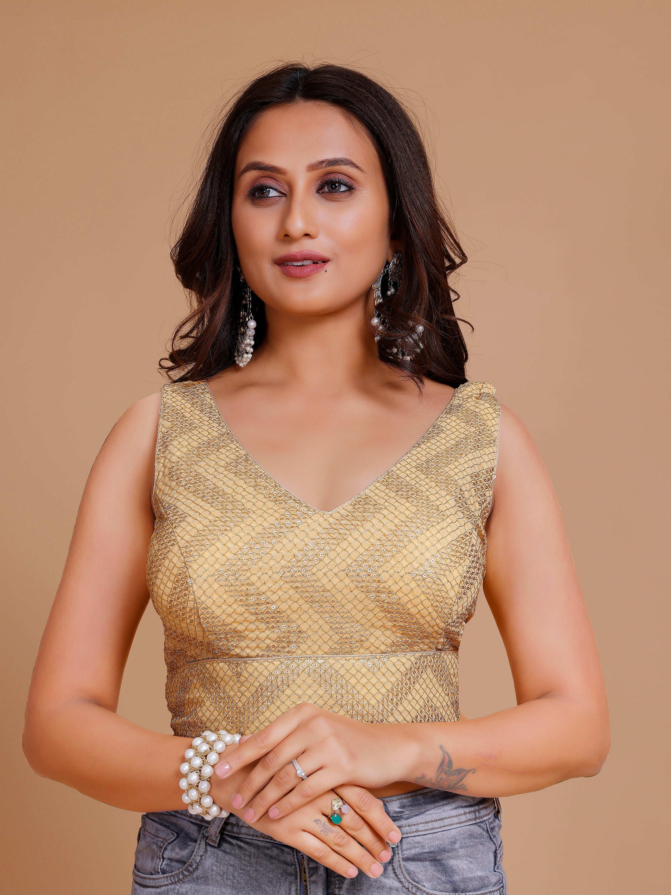 Georgette Sequence Work Blouse - Roop Darshan