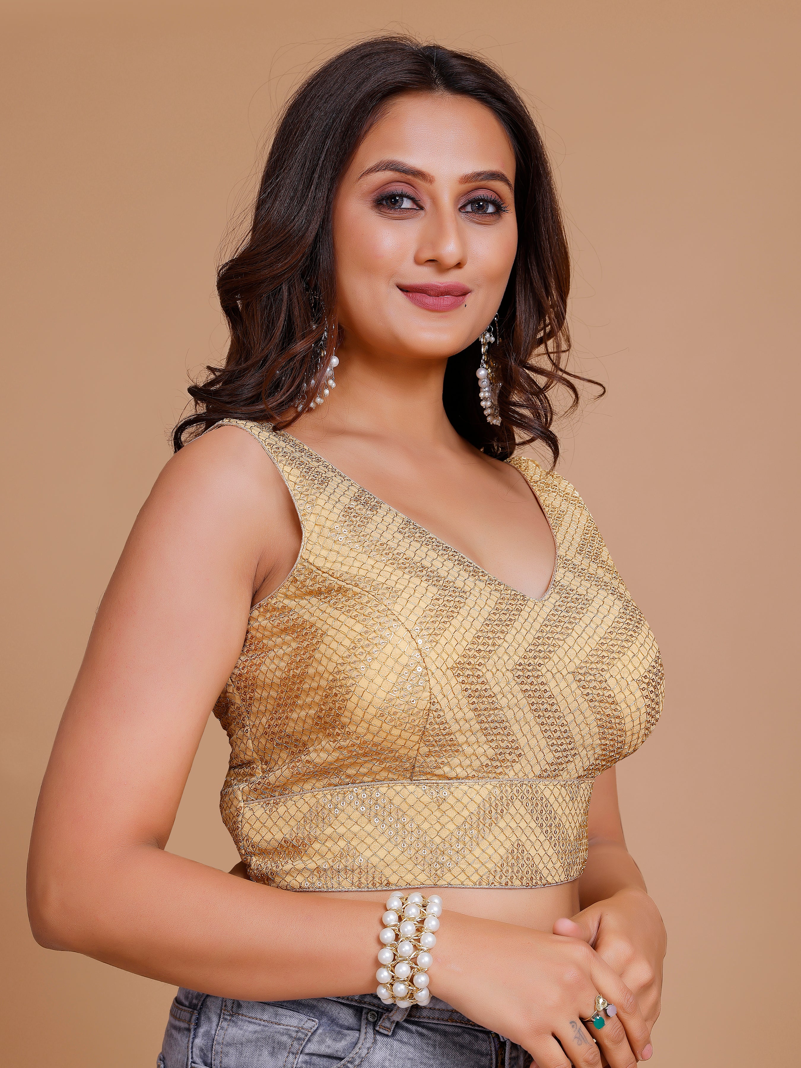 Georgette Sequence Work Blouse - Roop Darshan