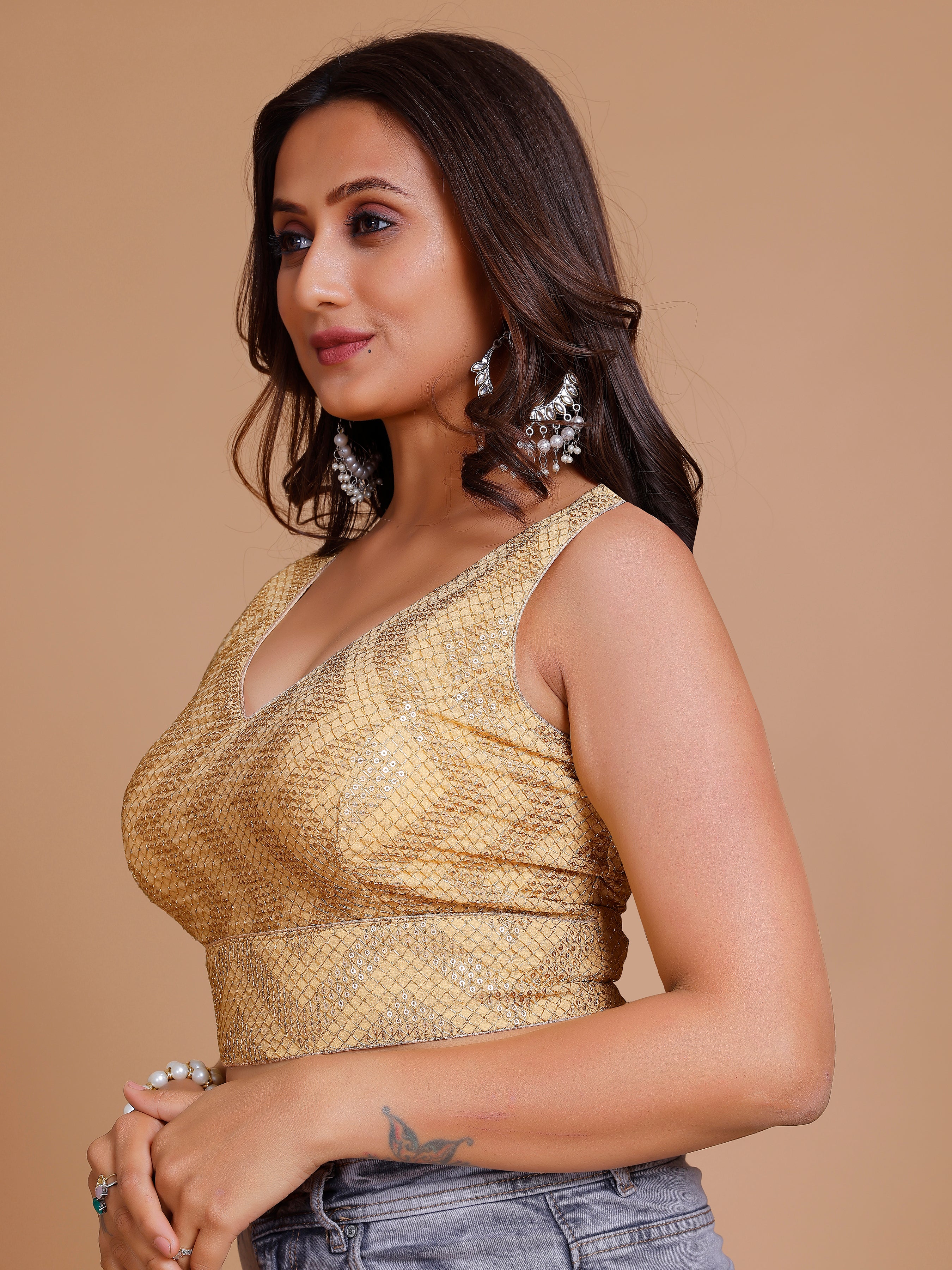 Georgette Sequence Work Blouse - Roop Darshan