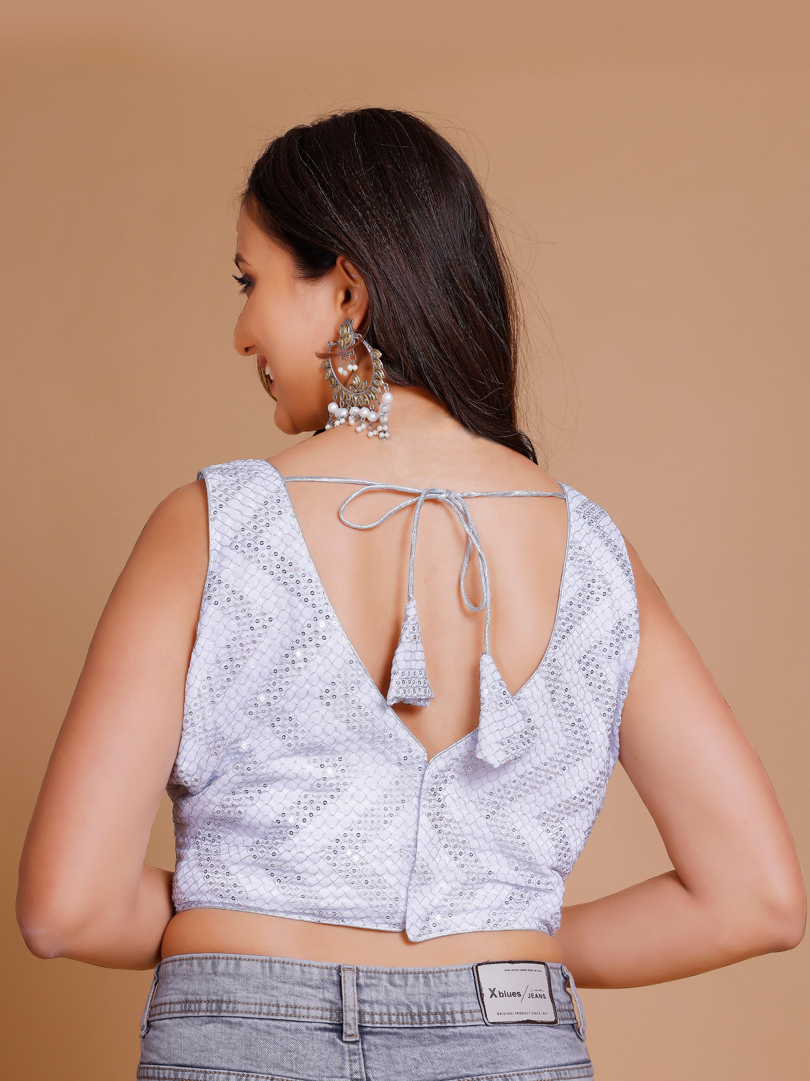 Georgette Sequence Work Blouse - Roop Darshan