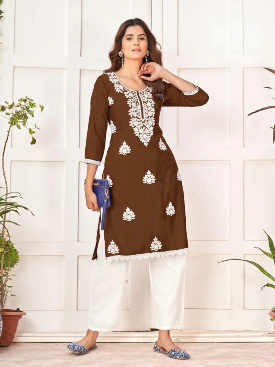 Aisha Rayon Chikankari Kurti