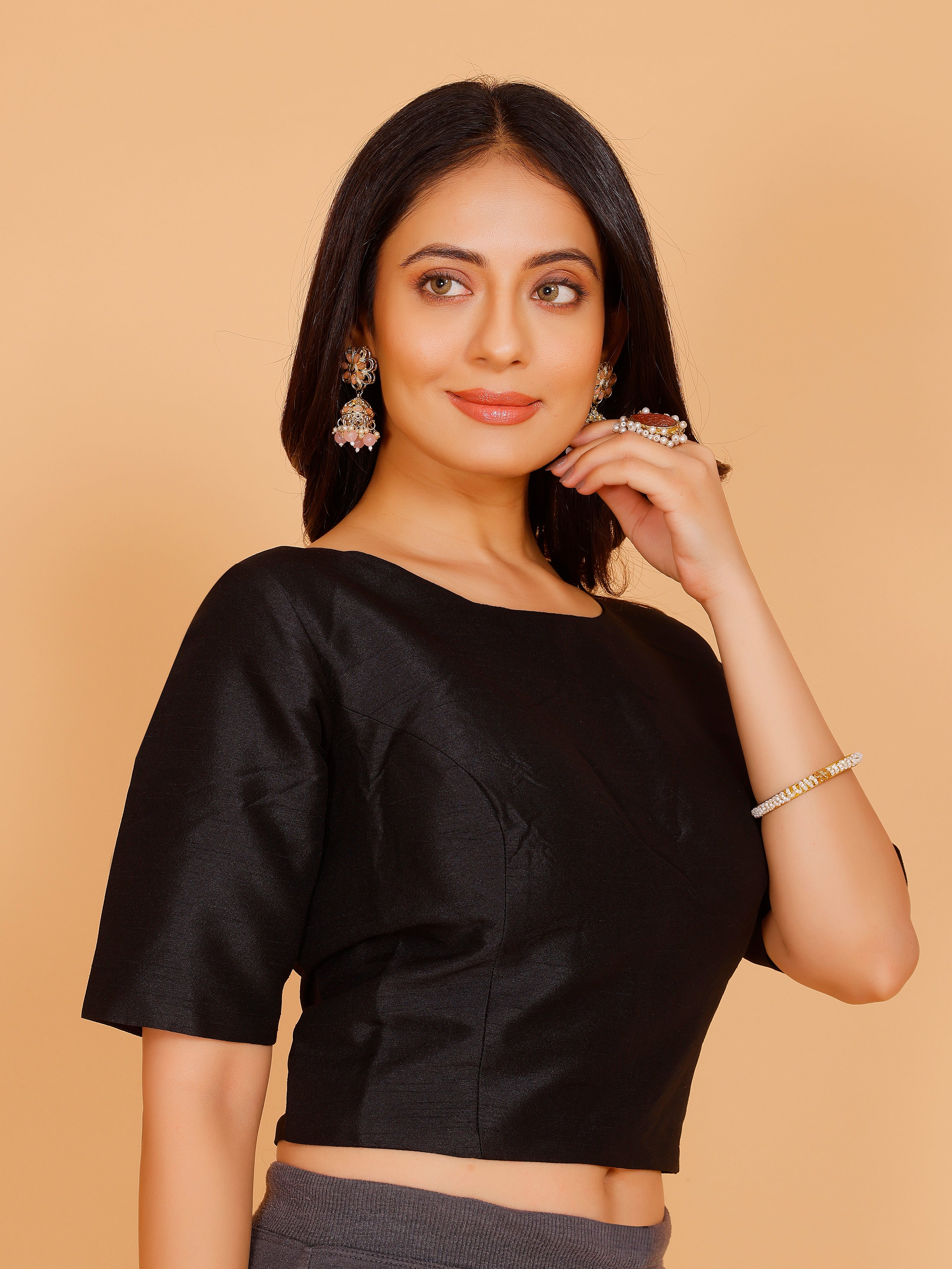 Ladies Dupion Silk Crop Top Blouse