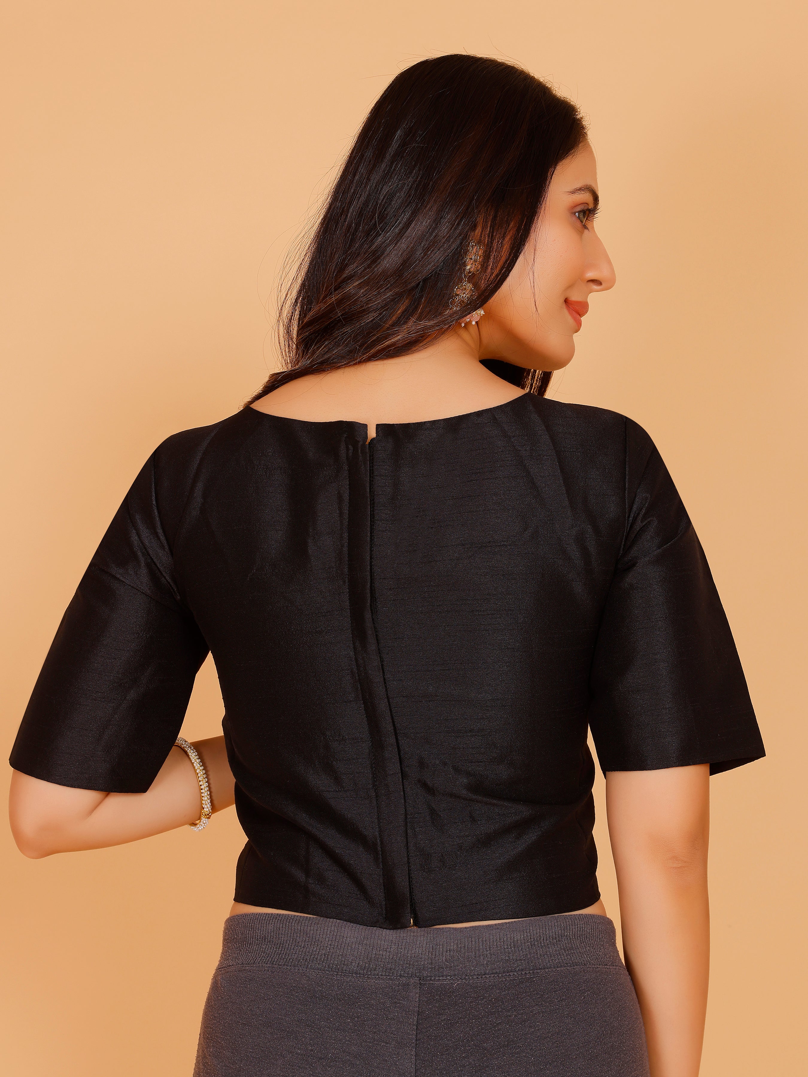 Ladies Dupion Silk Crop Top Blouse