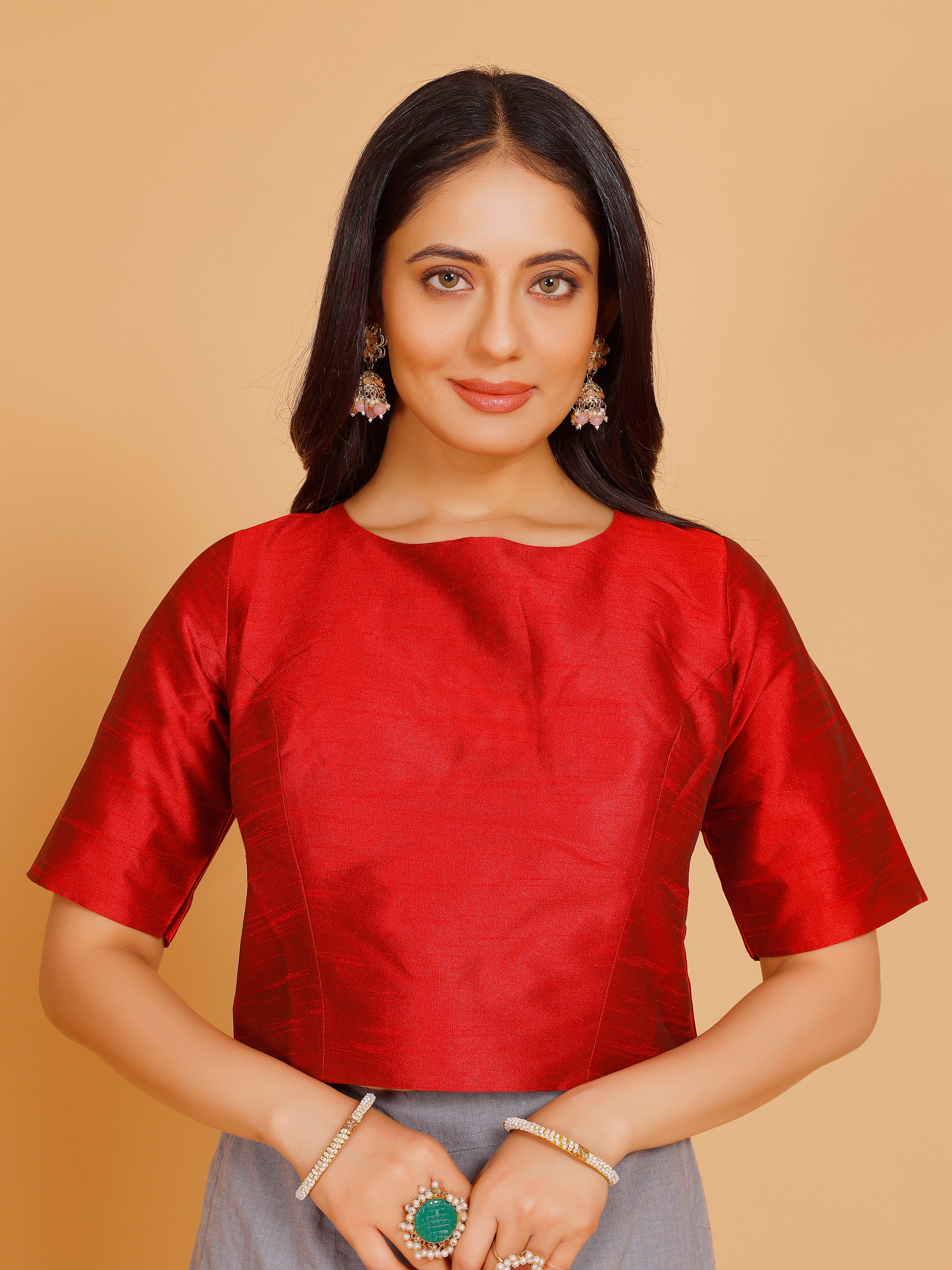 Ladies Dupion Silk Crop Top Blouse