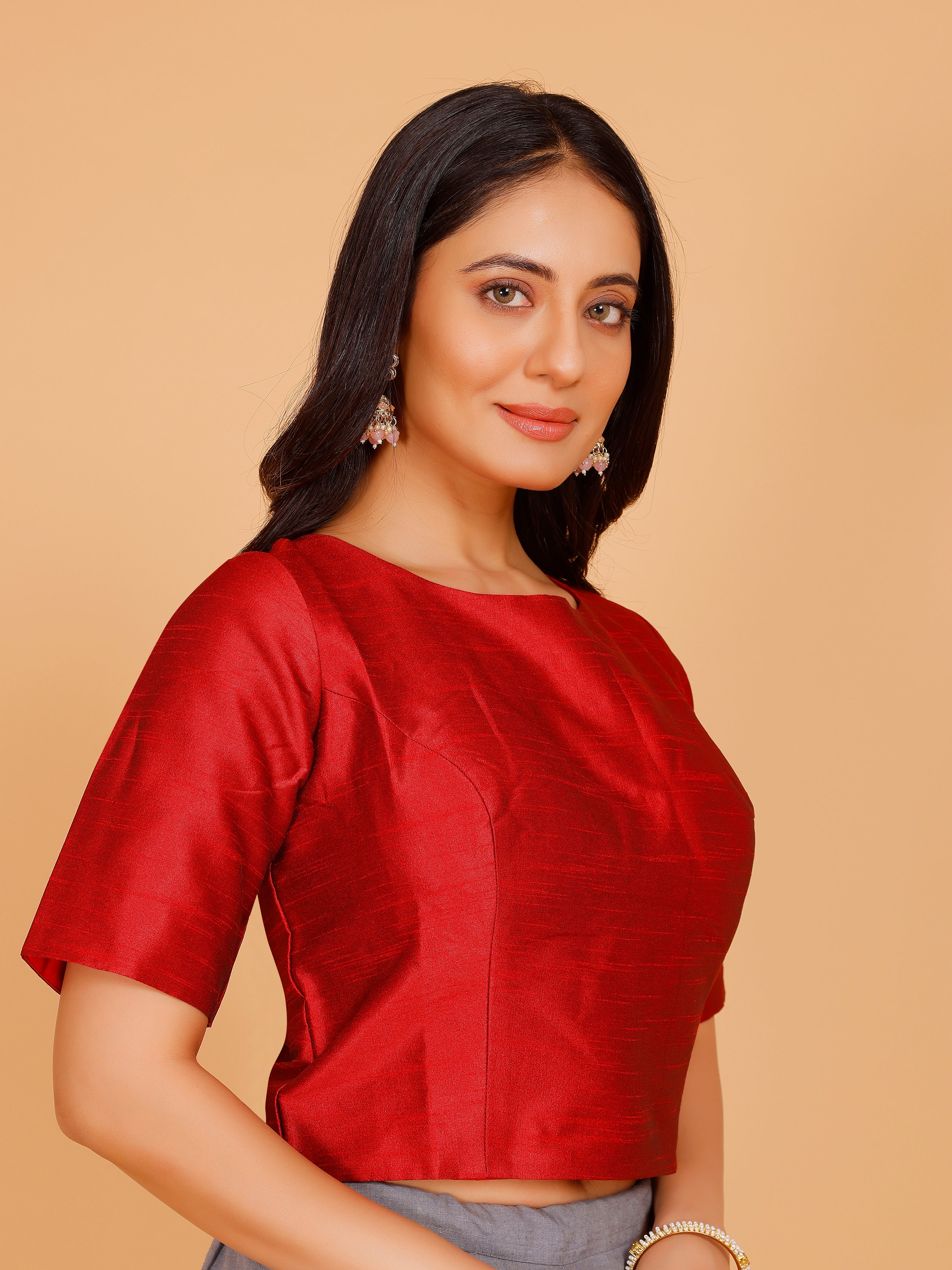 Ladies Dupion Silk Crop Top Blouse