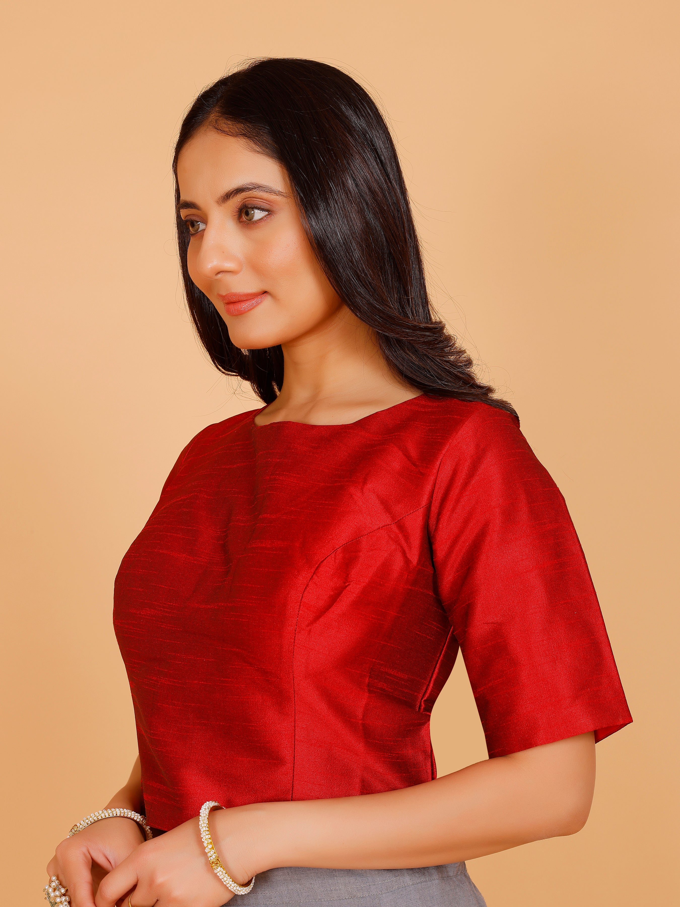 Ladies Dupion Silk Crop Top Blouse