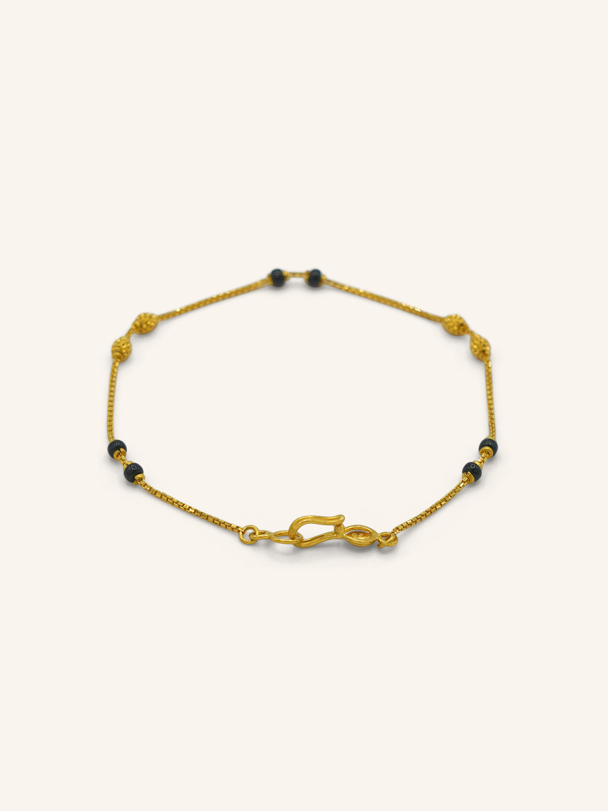 22ct Gold Black Bead Bracelet