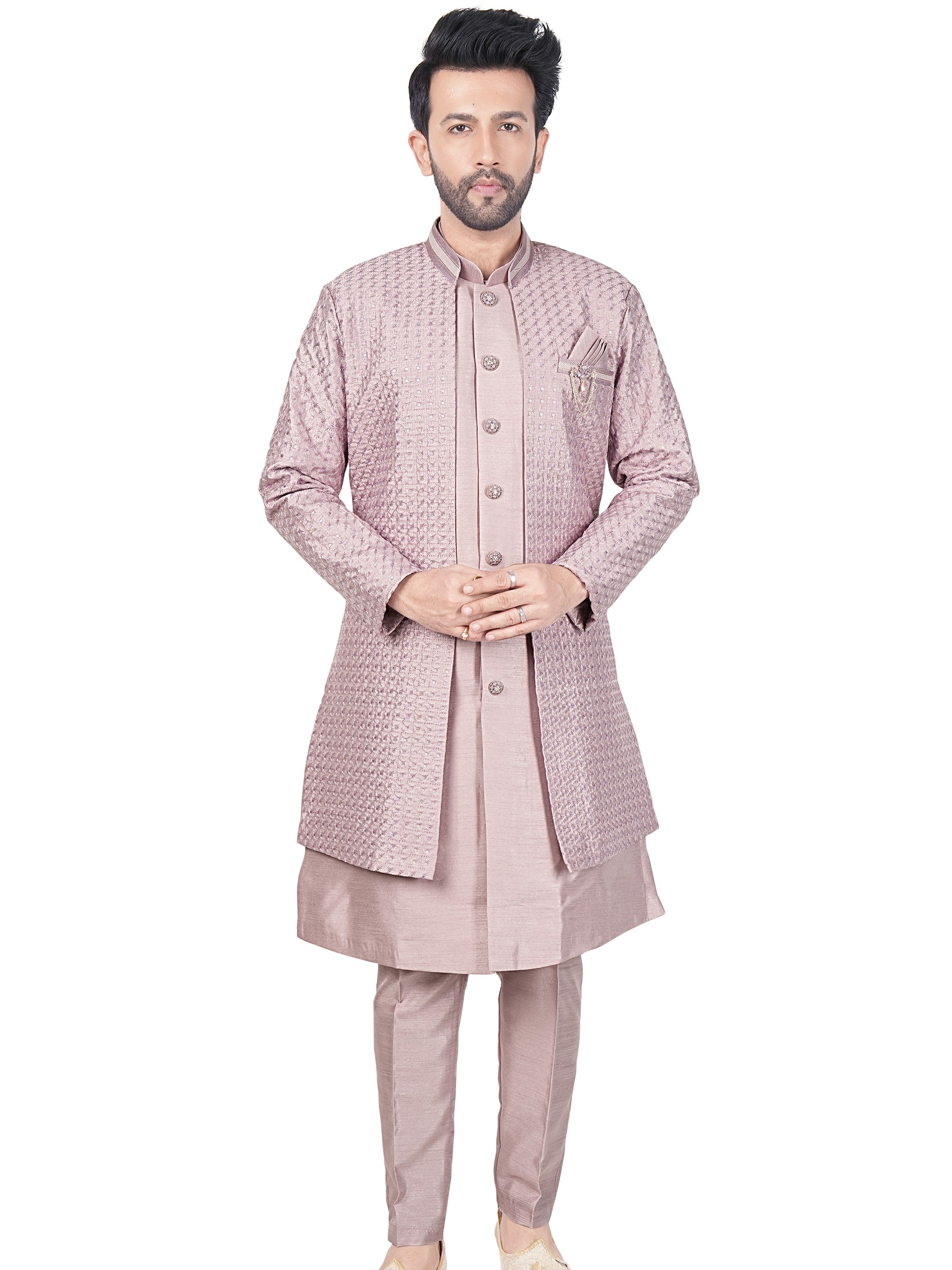 Mens Kurta Set With Jacket - Roop Darshan