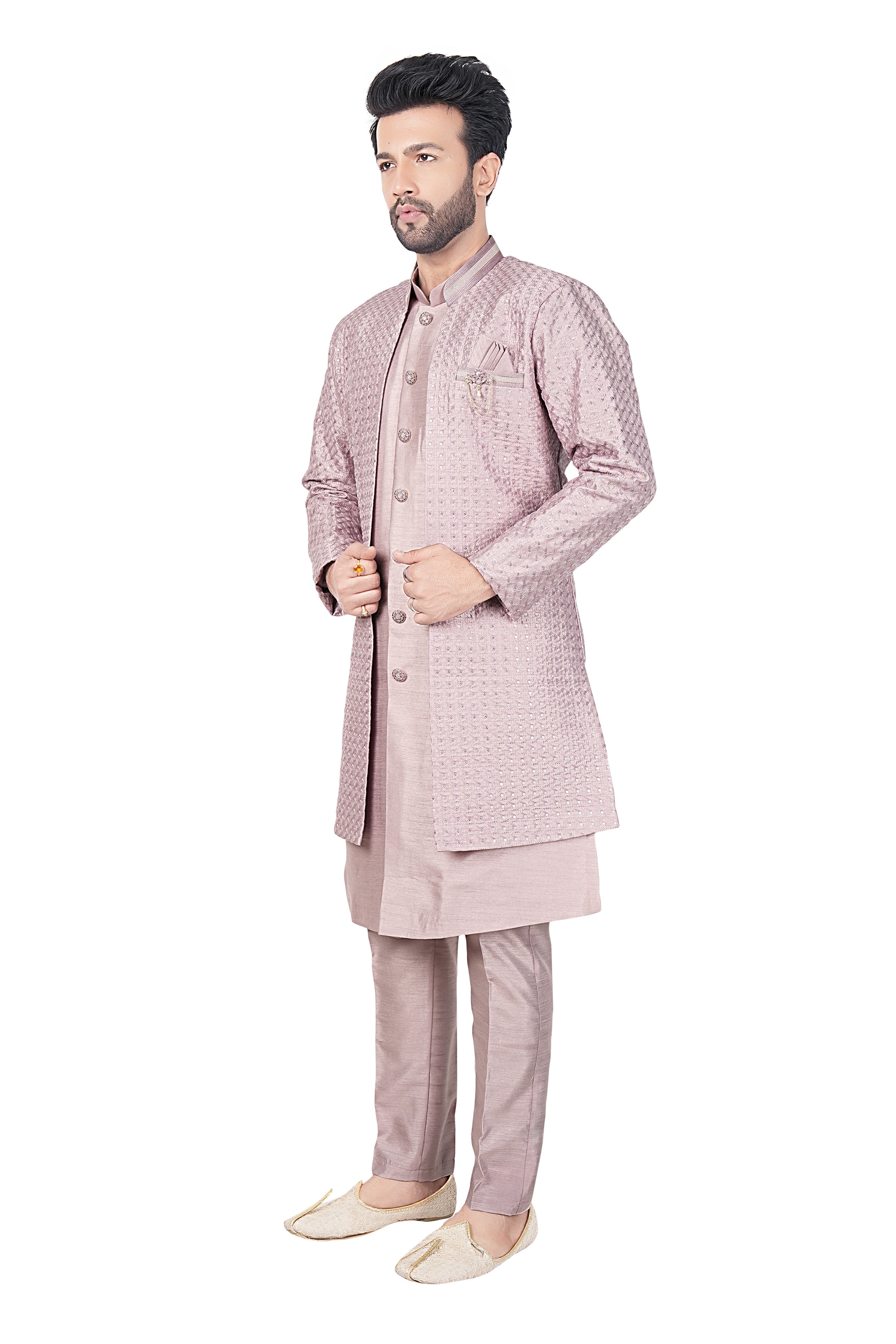 Mens Kurta Set With Jacket - Roop Darshan