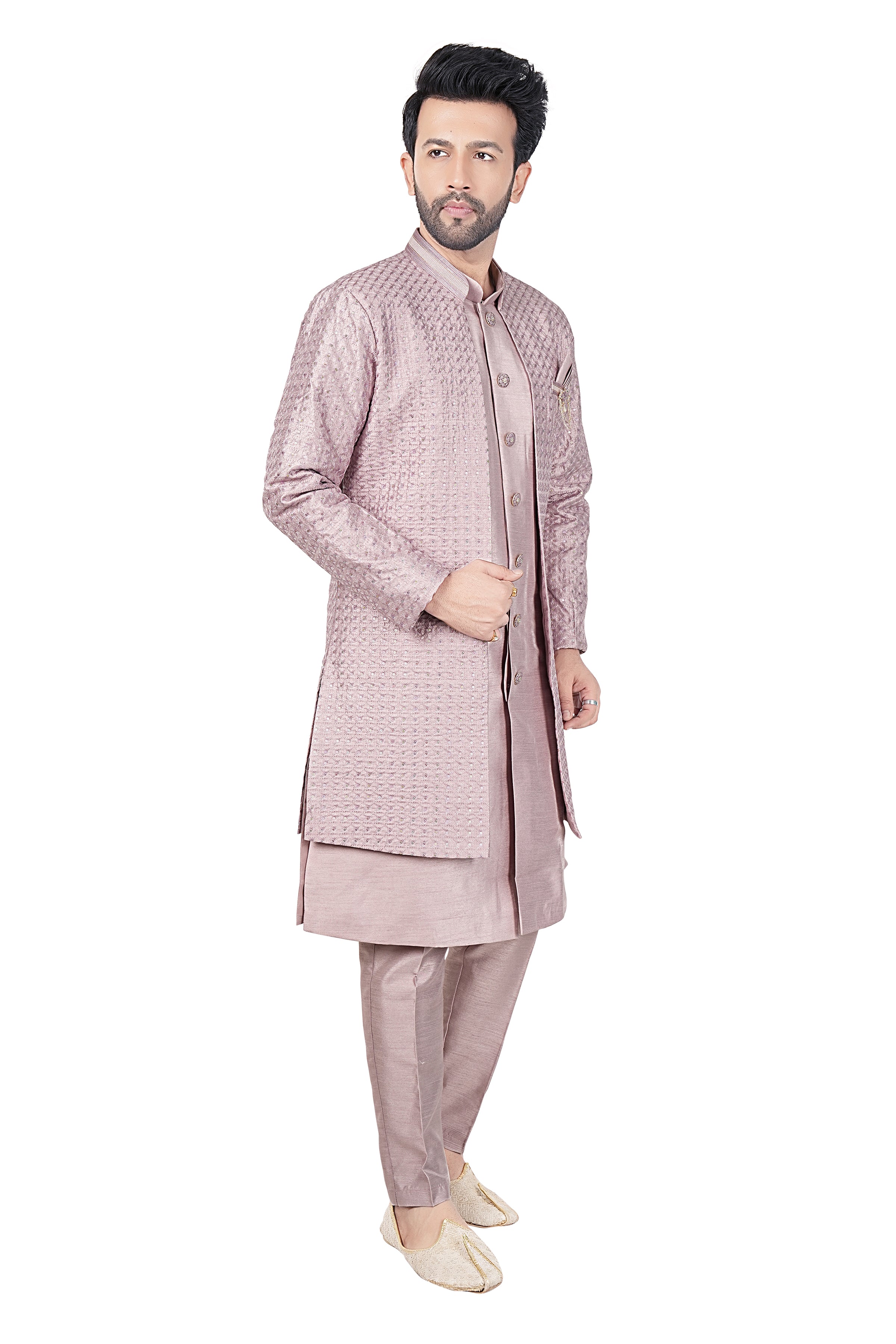 Mens Kurta Set With Jacket - Roop Darshan