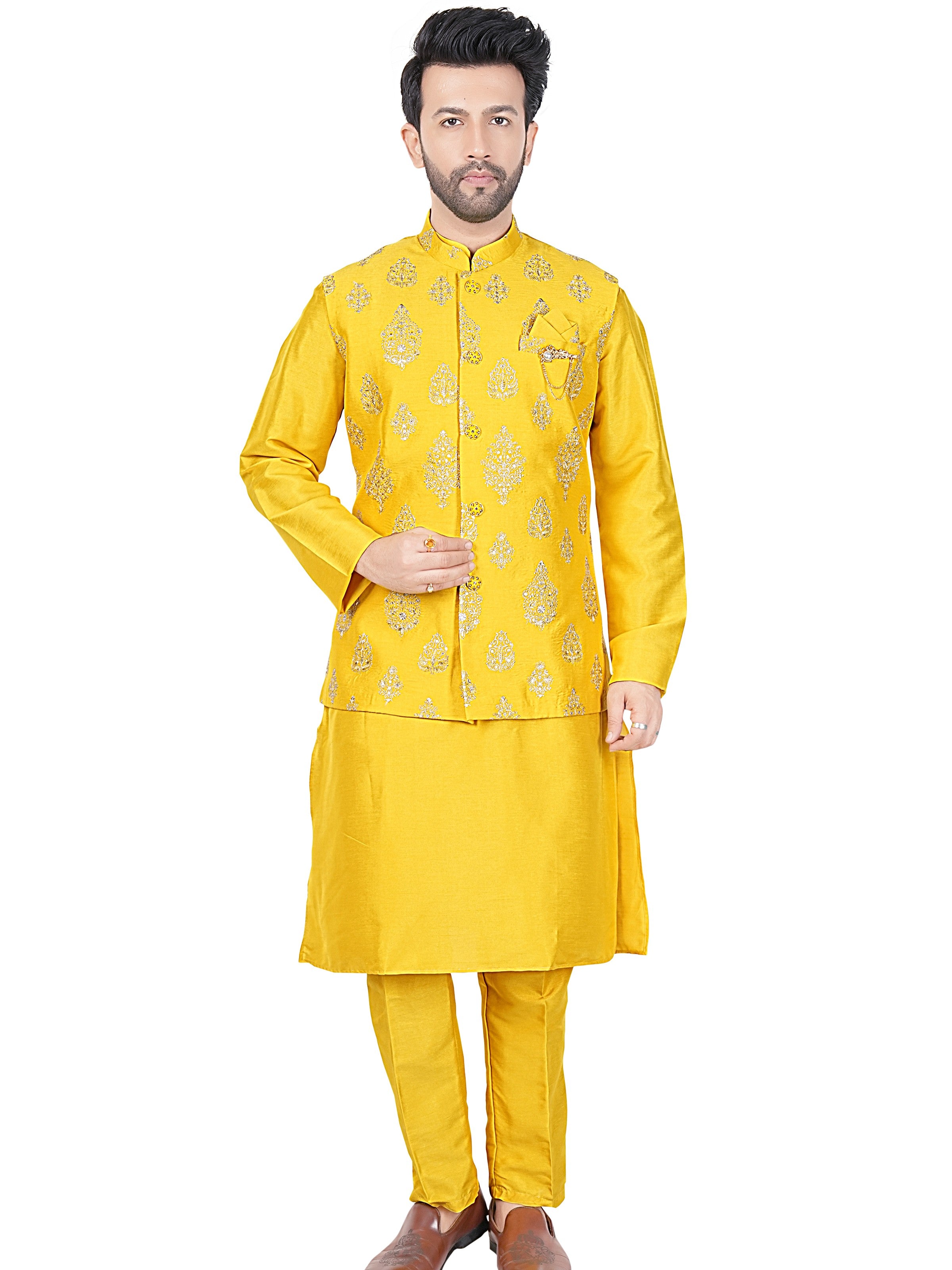 Mens Kurta Set With Jacket - Roop Darshan