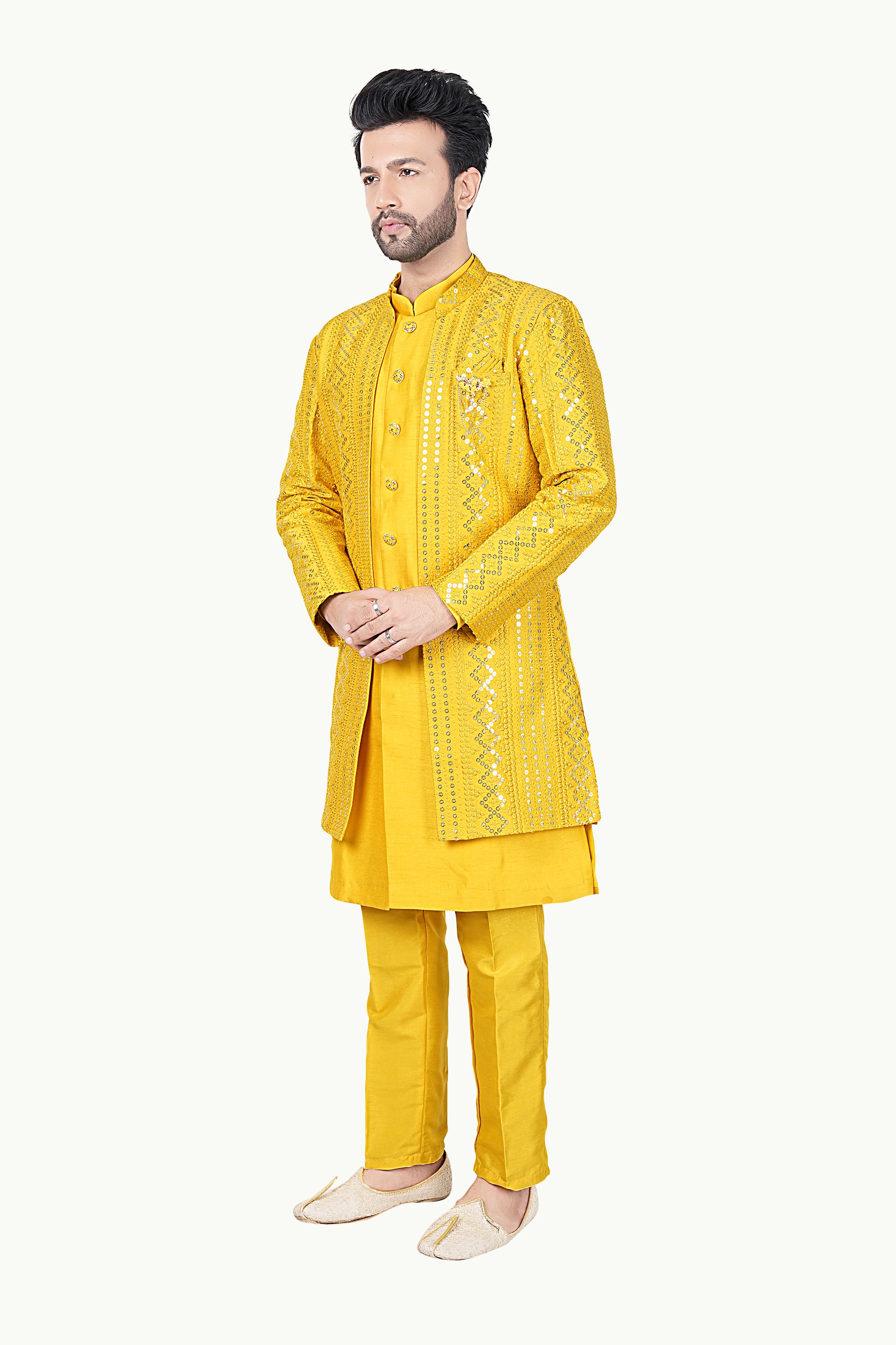 Mens Kurta Set With Jacket - Roop Darshan