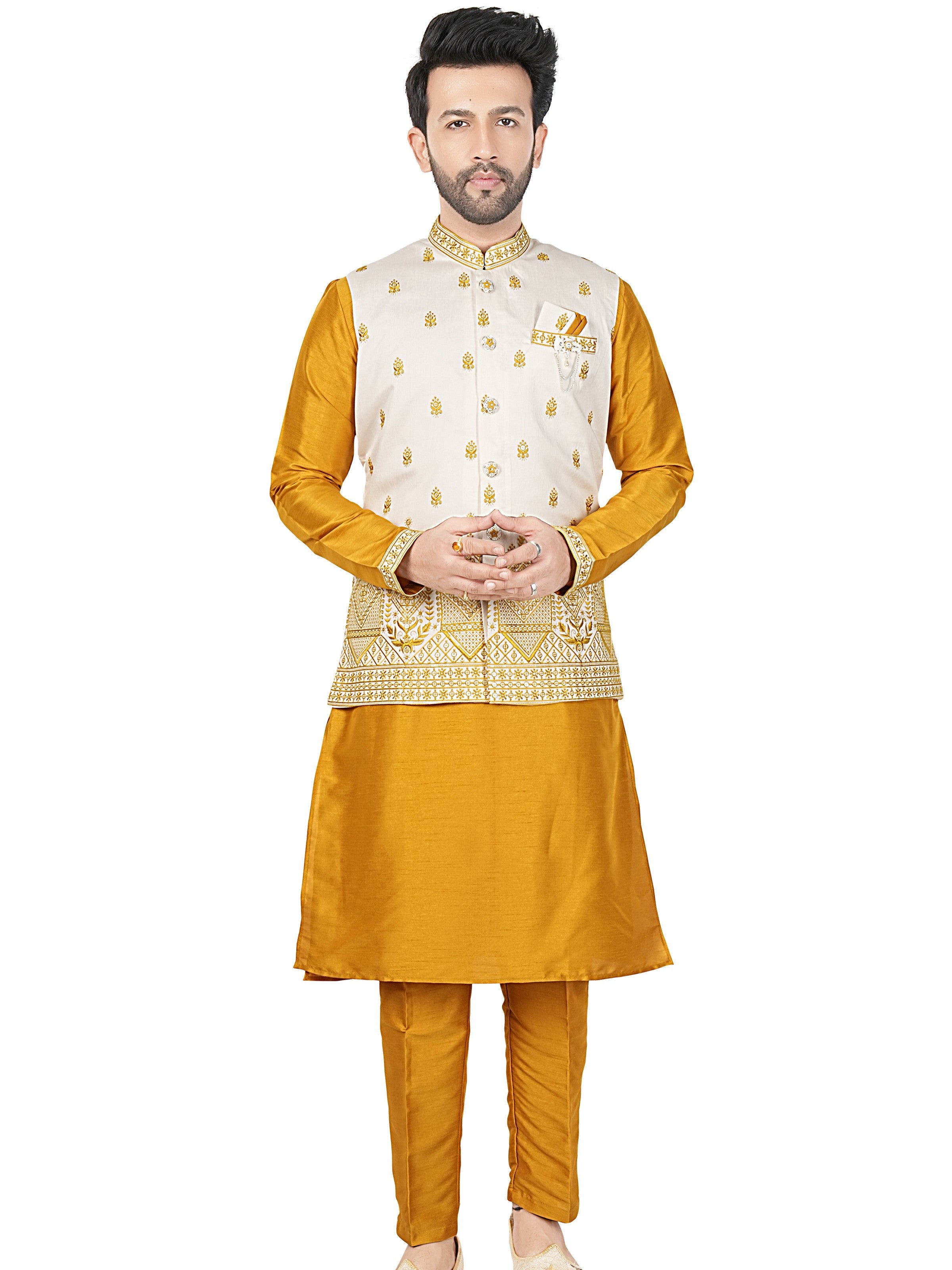 Mens Kurta Set With Jacket - Roop Darshan