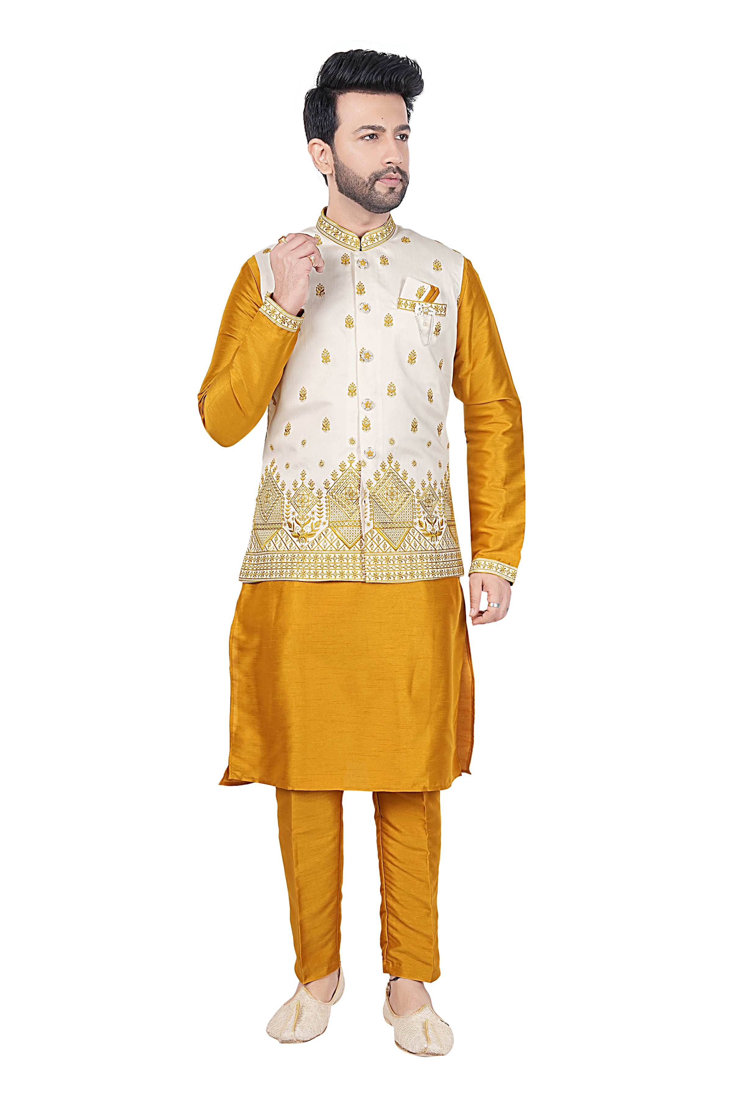 Mens Kurta Set With Jacket - Roop Darshan