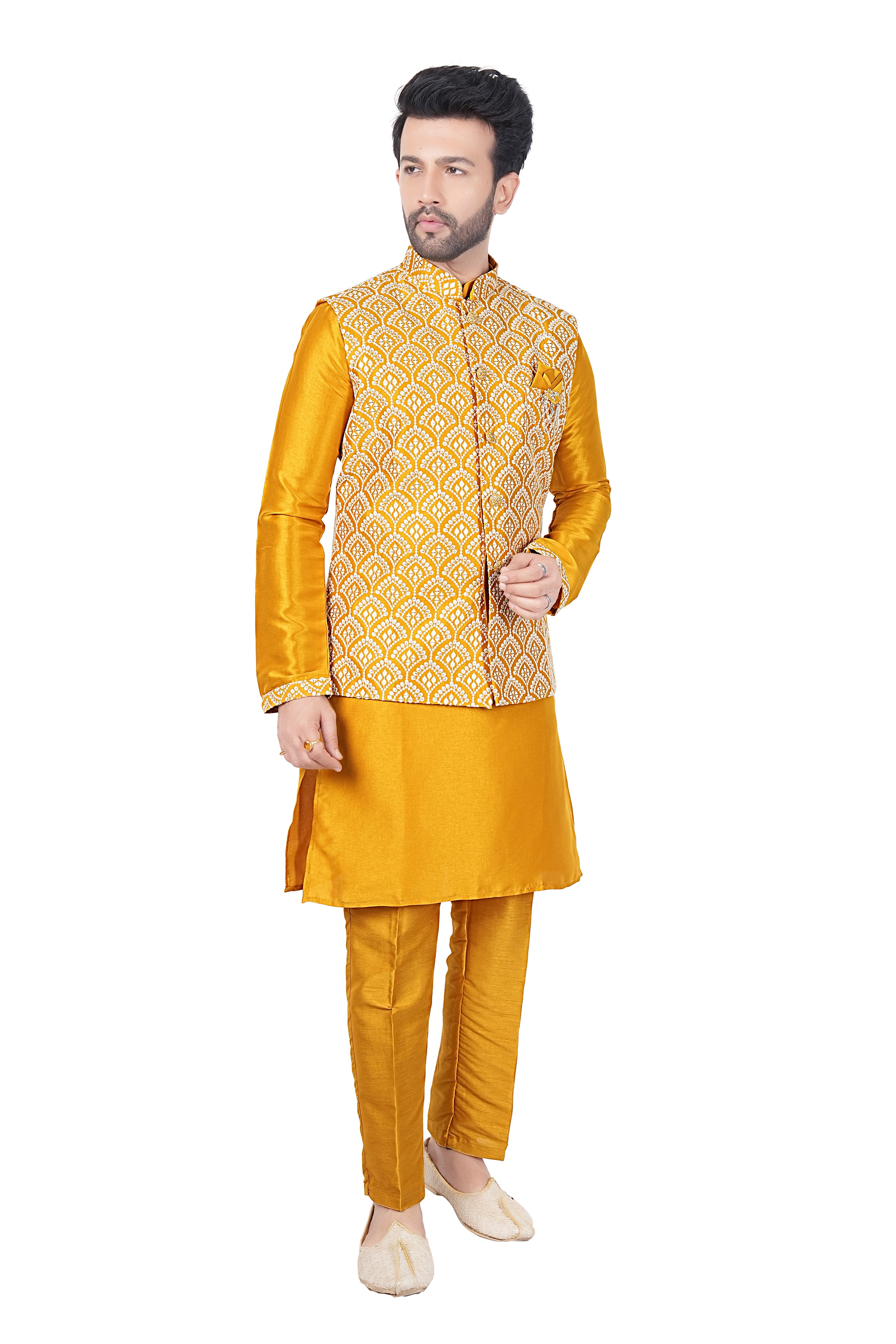 Mens Kurta Set With Jacket - Roop Darshan