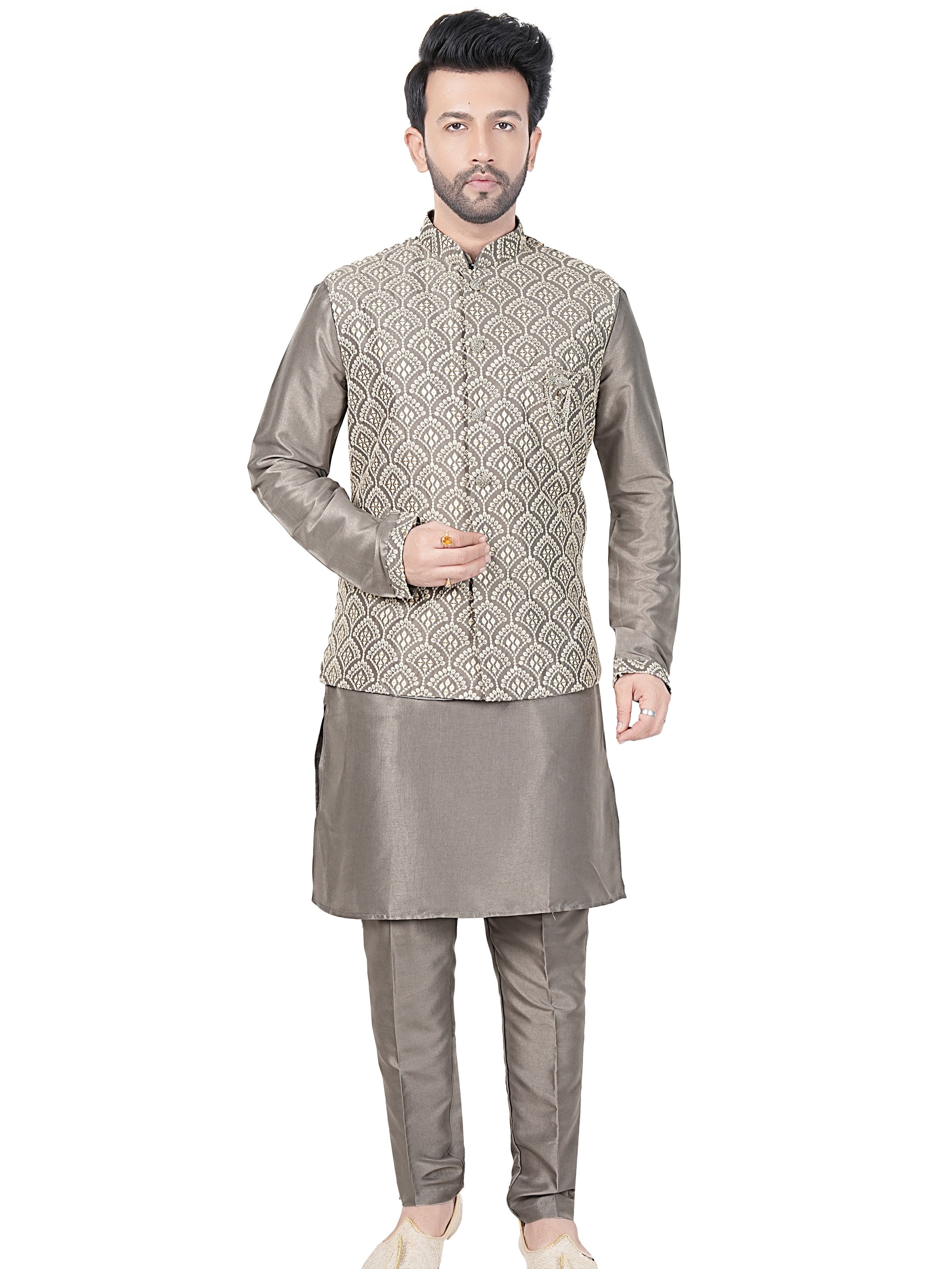 Mens Kurta Set With Jacket - Roop Darshan