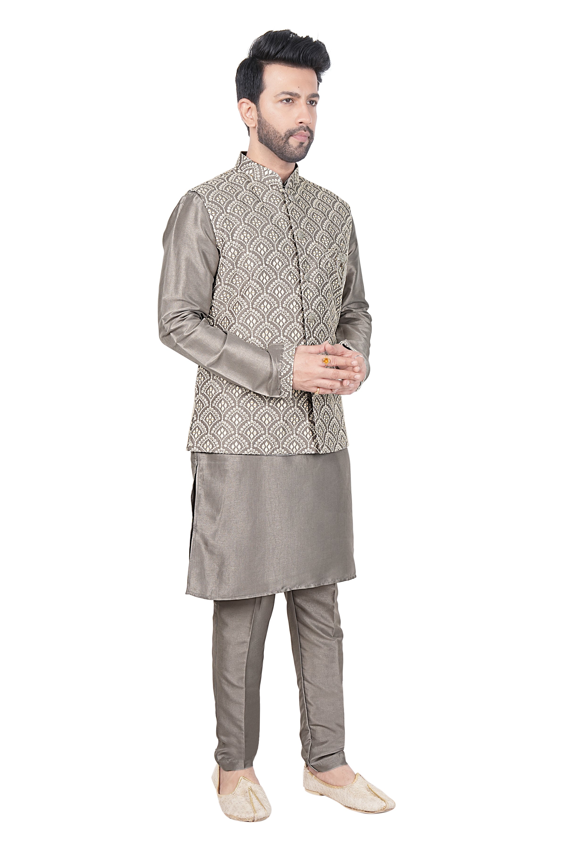Mens Kurta Set With Jacket - Roop Darshan