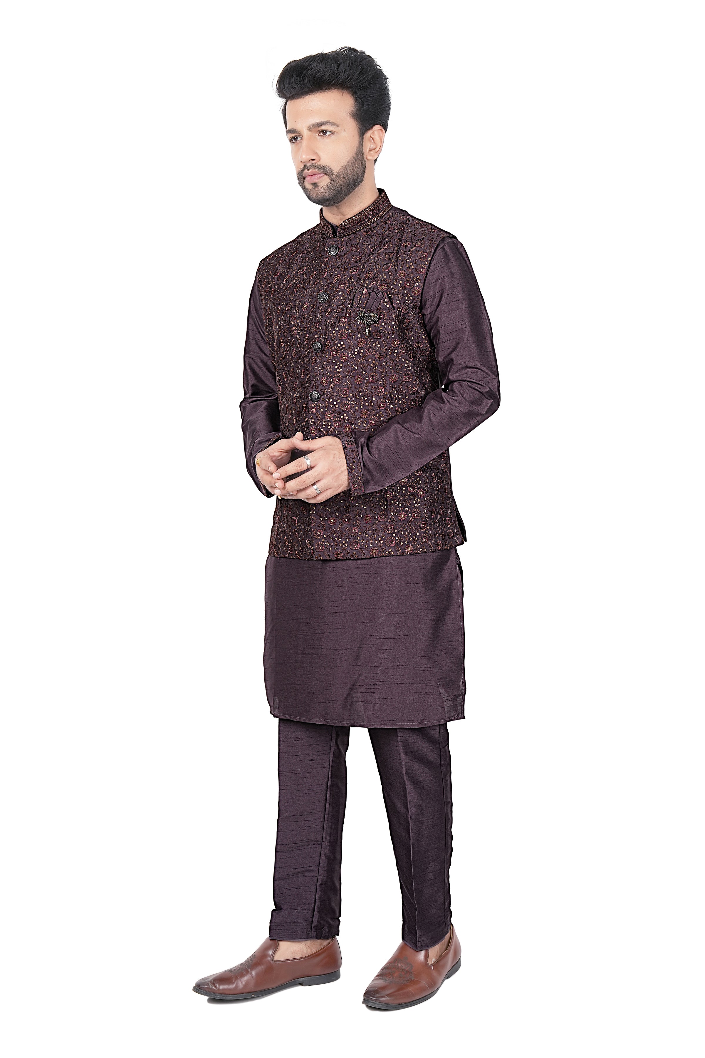 Mens Kurta Set With Jacket - Roop Darshan